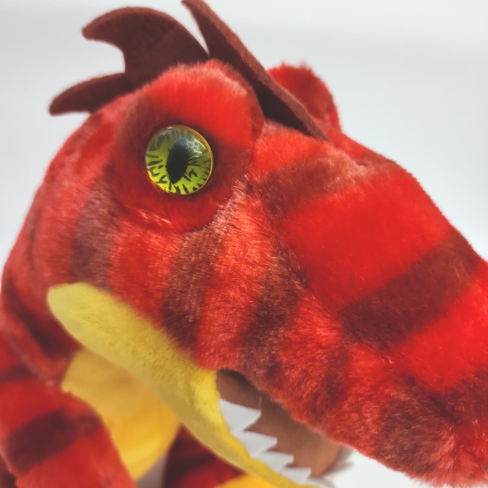 Build-A-Bear Workshop Red Striped T-Rex Dinosaur Plush Green Eyes BAB 14" - Thumbnail 4
