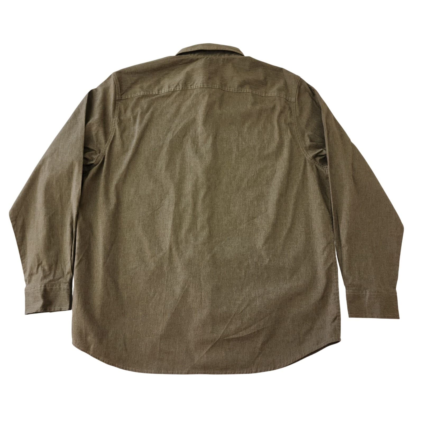 Wrangler Mens XL Long Sleeve Button Down Work Shirt Olive Brown Utility Twill - Thumbnail 10