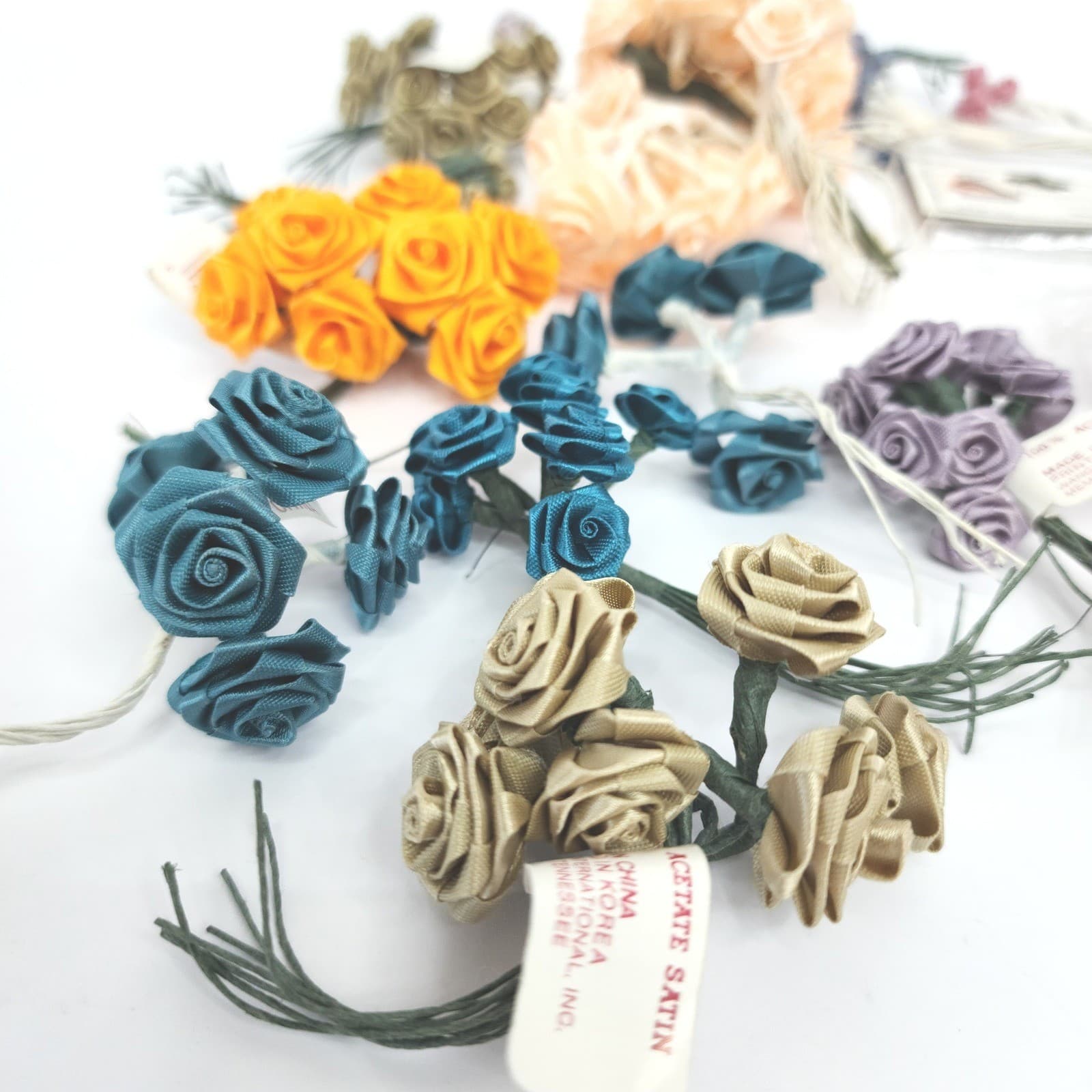 Vintage Wang's International Acetate Satin Ribbon Roses Craft Floral Lot Multi - Thumbnail 2