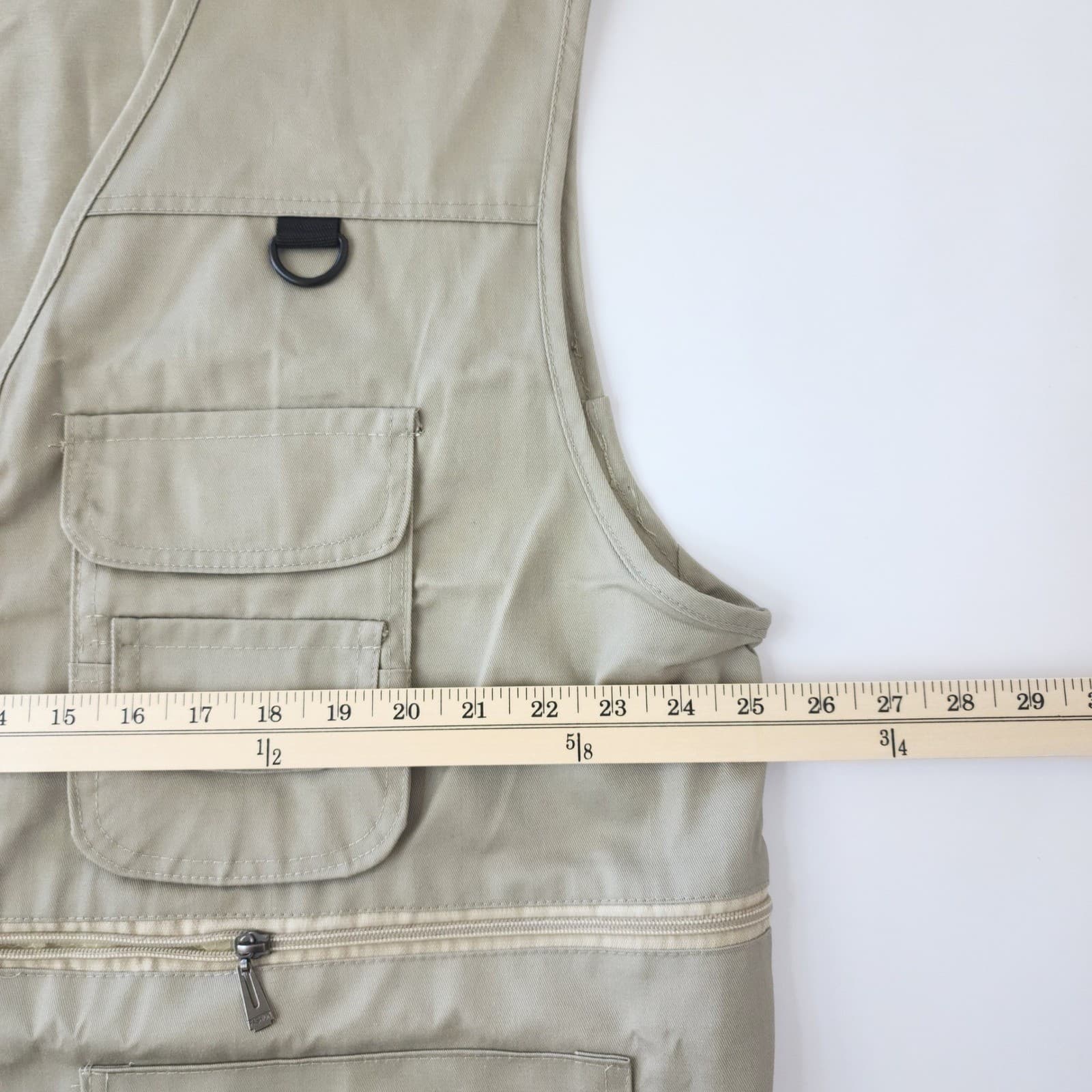 LISUHEPEAL Mens XL Utility Fishing Vest Khaki Tan Multi-Pocket Outdoor Gilet - Thumbnail 3