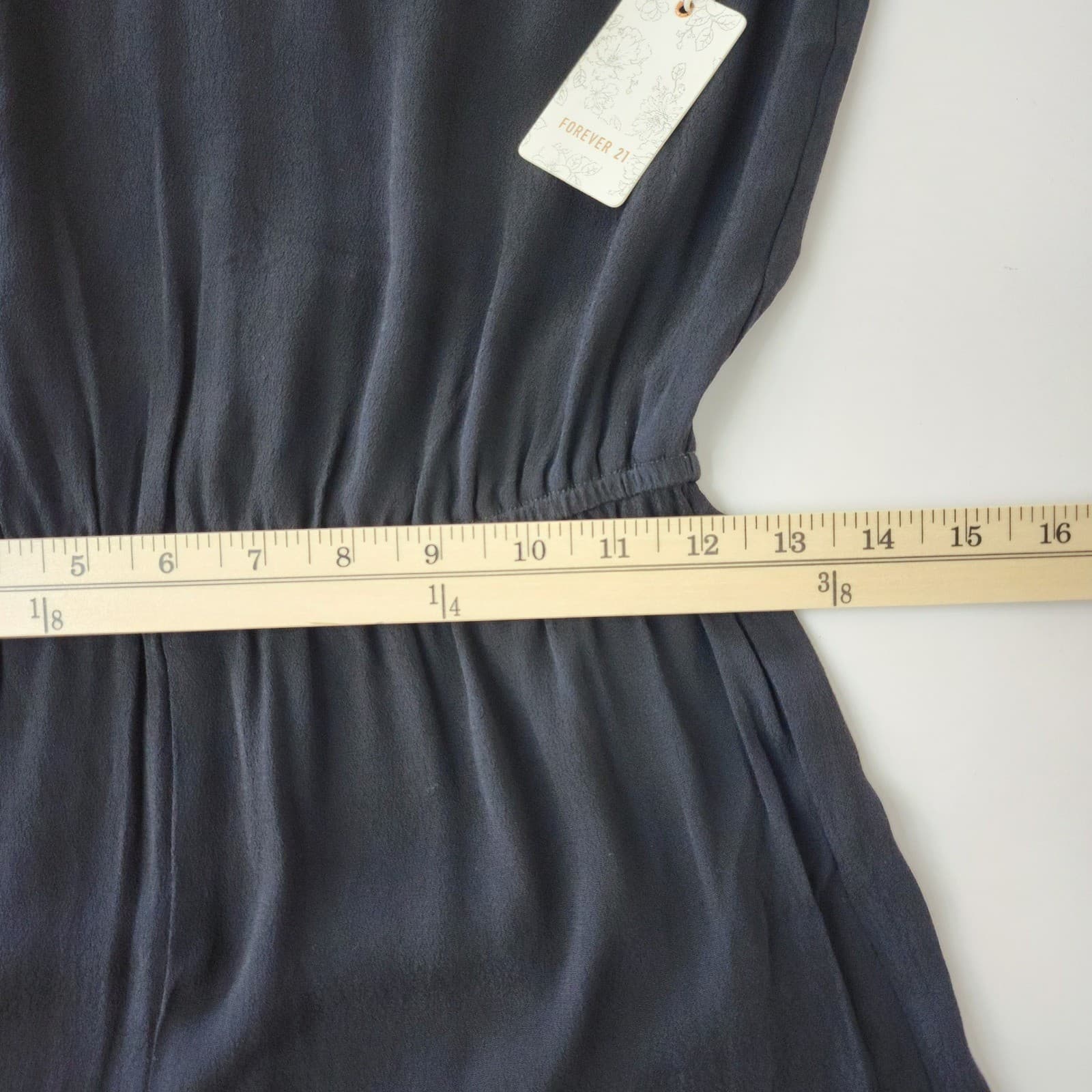 Forever 21 Navy Blue Embroidered Floral Mesh Romper Sleeveless Small NWT - Thumbnail 3