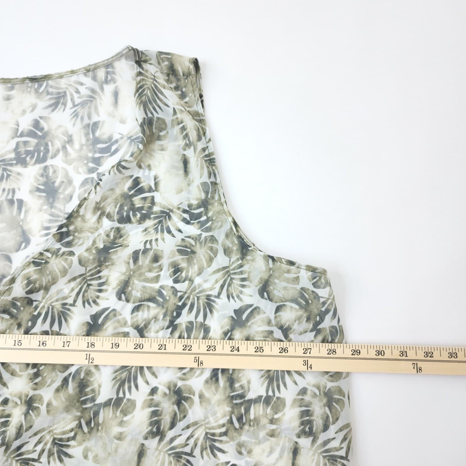 Tropical Monstera Leaf Print Open Front Kimono Vest Sea Turtle Green 2X 20W-22W - Thumbnail 7