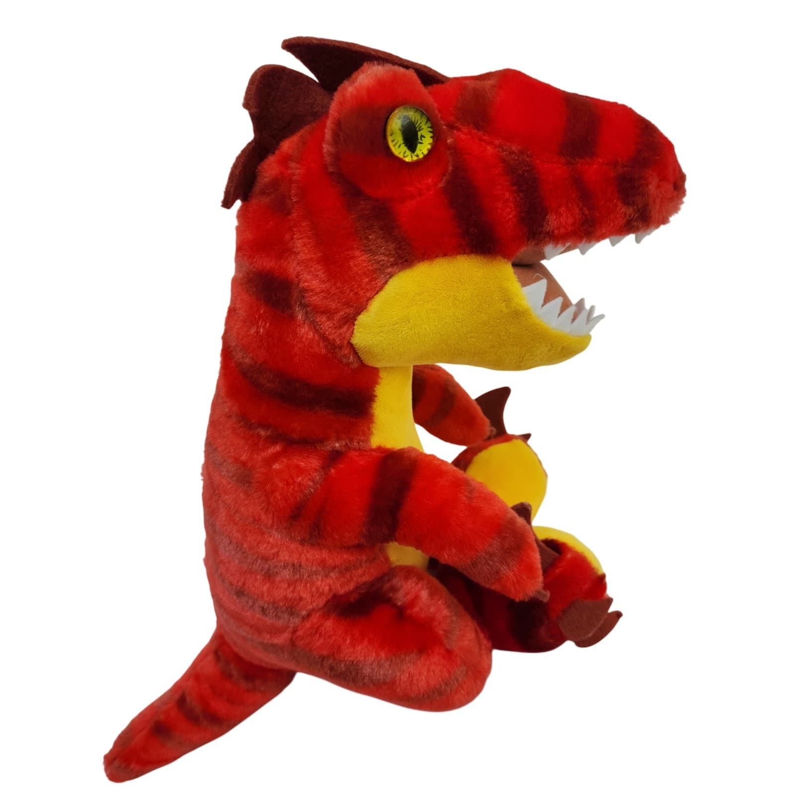 Build-A-Bear Workshop Red Striped T-Rex Dinosaur Plush Green Eyes BAB 14"
