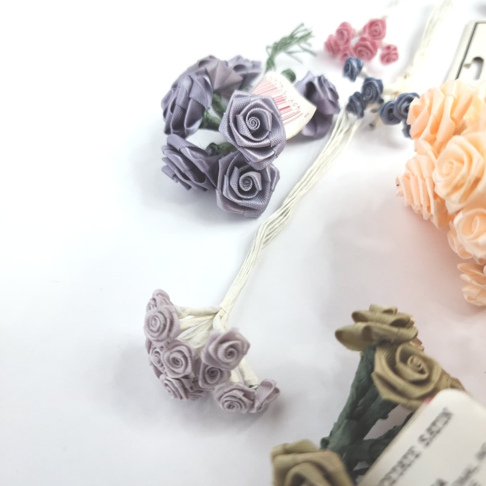 Vintage Wang's International Acetate Satin Ribbon Roses Craft Floral Lot Multi - Thumbnail 6