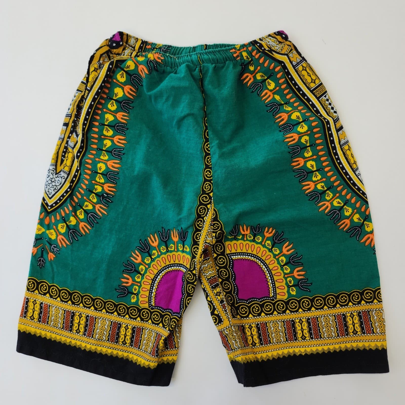 Unisex Green Dashiki 2 Piece Set V-Neck Top and Shorts African Print Tribal S/M - Thumbnail 9