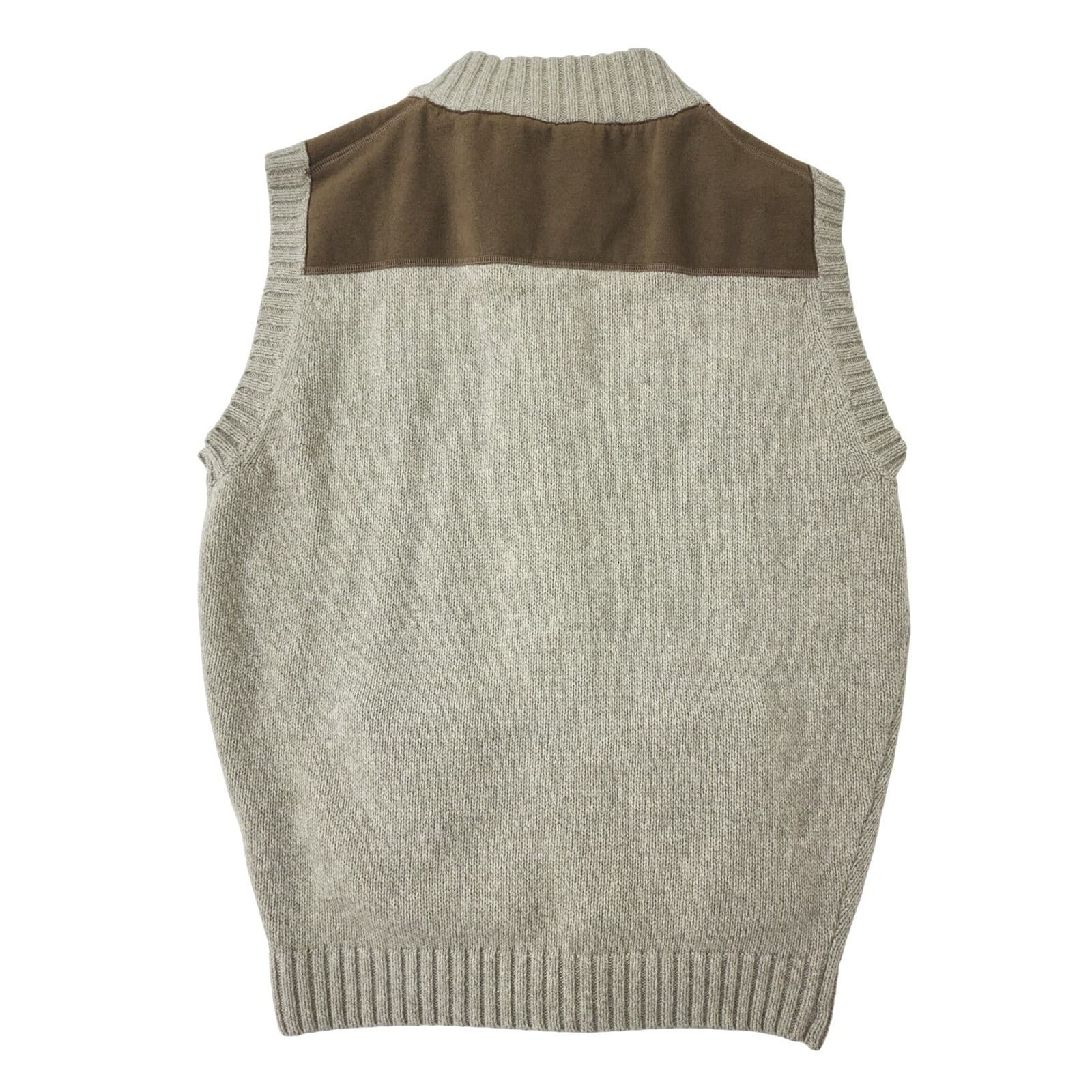Cabelas Outfitter Series Mens Medium Full Zip Sweater Vest Oatmeal Brown Patches - Thumbnail 8
