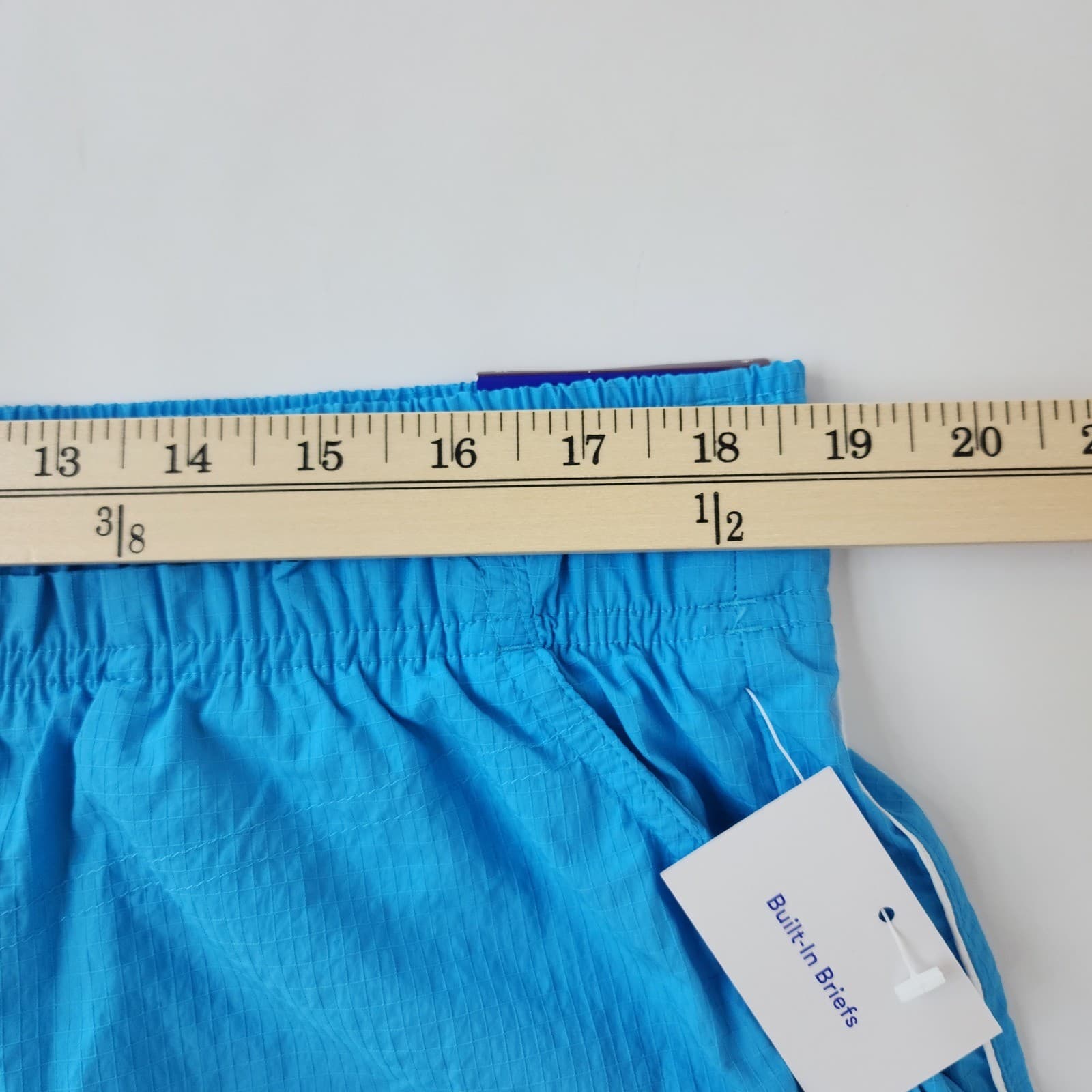 JoyLab Women Blue Athletic Dolphin Shorts White Trim Built-In Brief XL New - Thumbnail 3