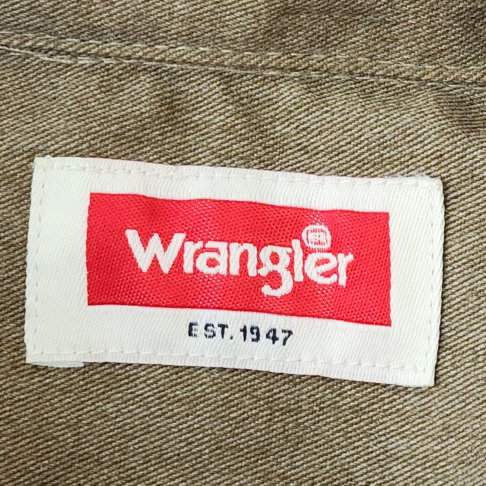 Wrangler Mens XL Long Sleeve Button Down Work Shirt Olive Brown Utility Twill - Thumbnail 6