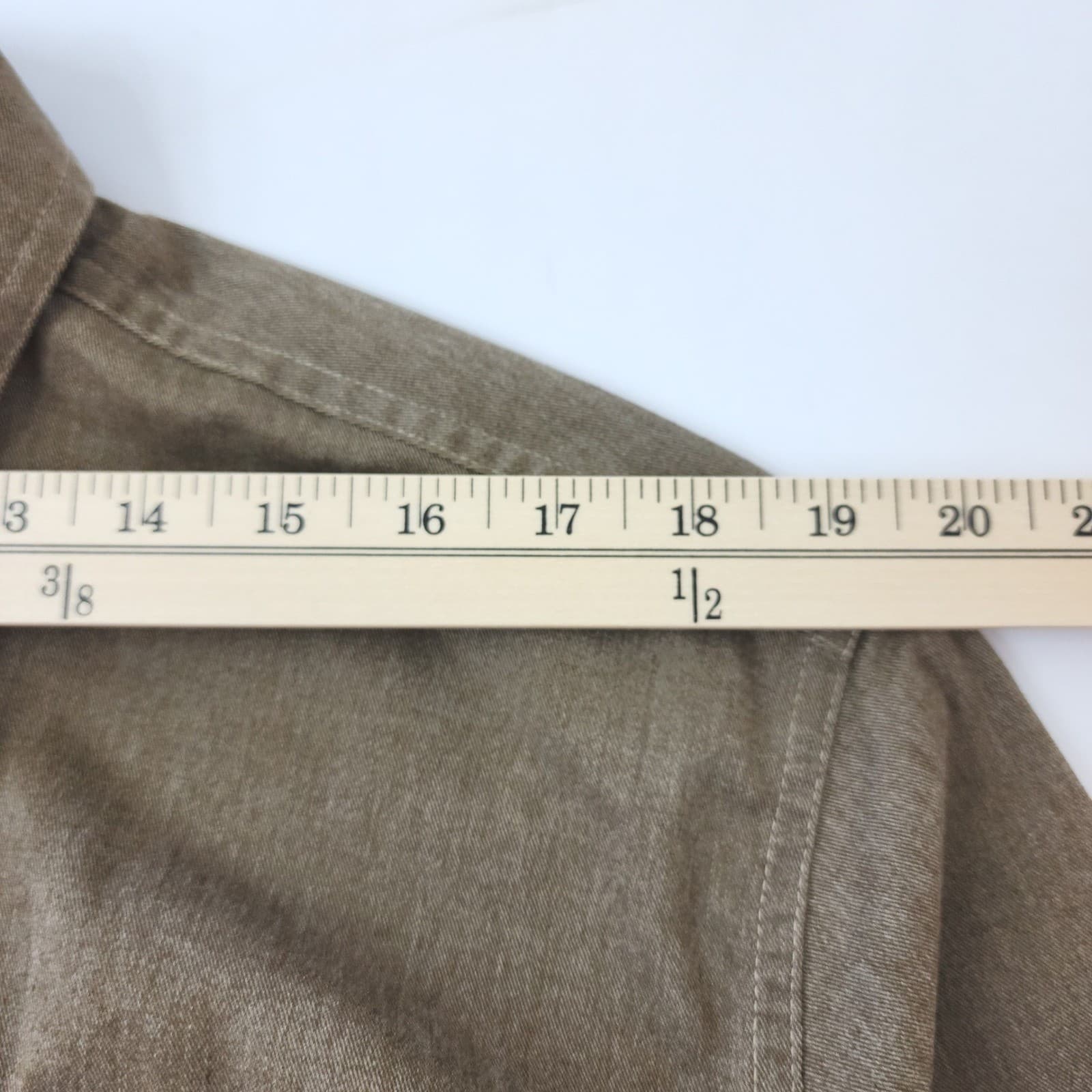 Wrangler Mens XL Long Sleeve Button Down Work Shirt Olive Brown Utility Twill - Thumbnail 8