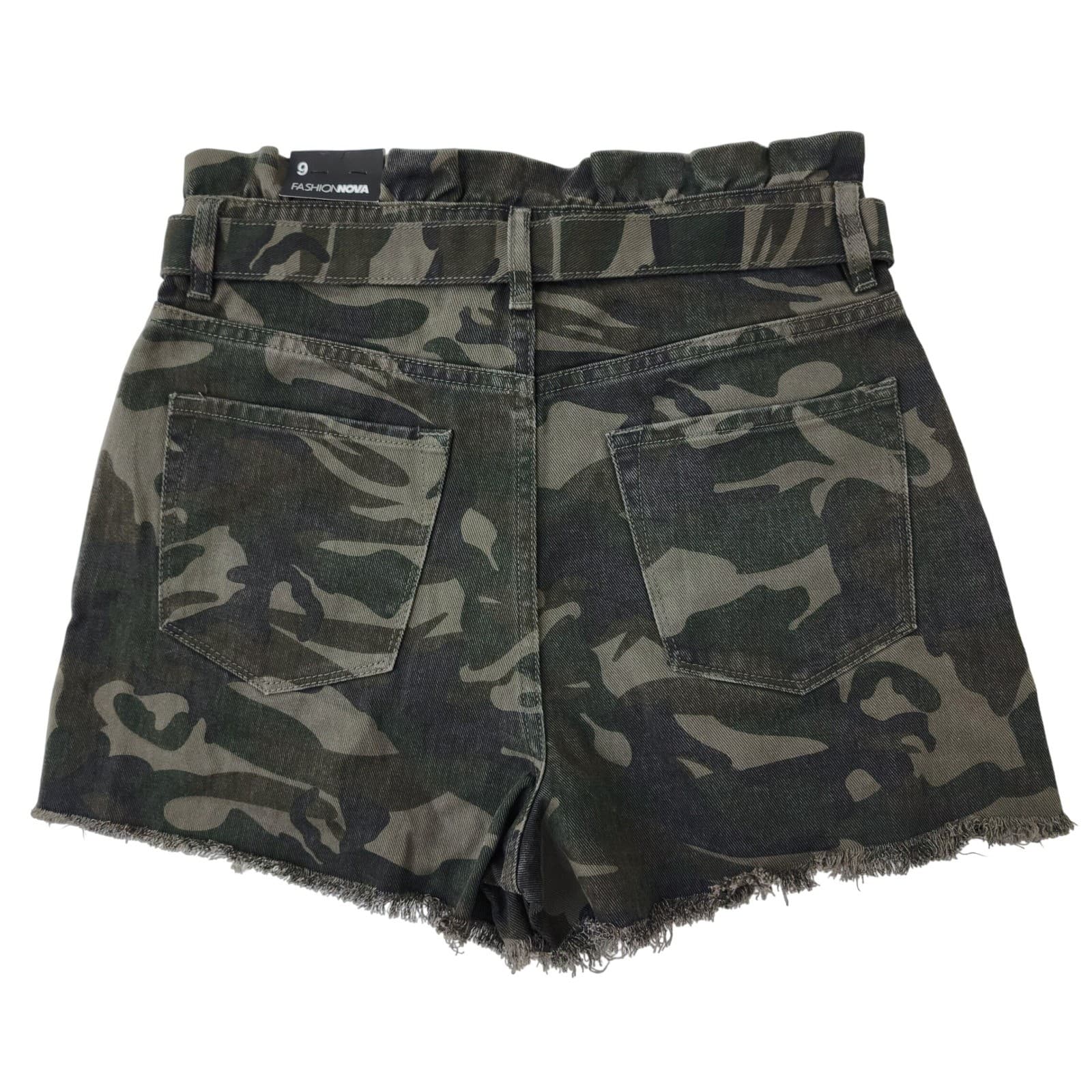 Fashion Nova Cant Find A Reason Camo Denim Shorts Waist Distressed 9 - Thumbnail 7