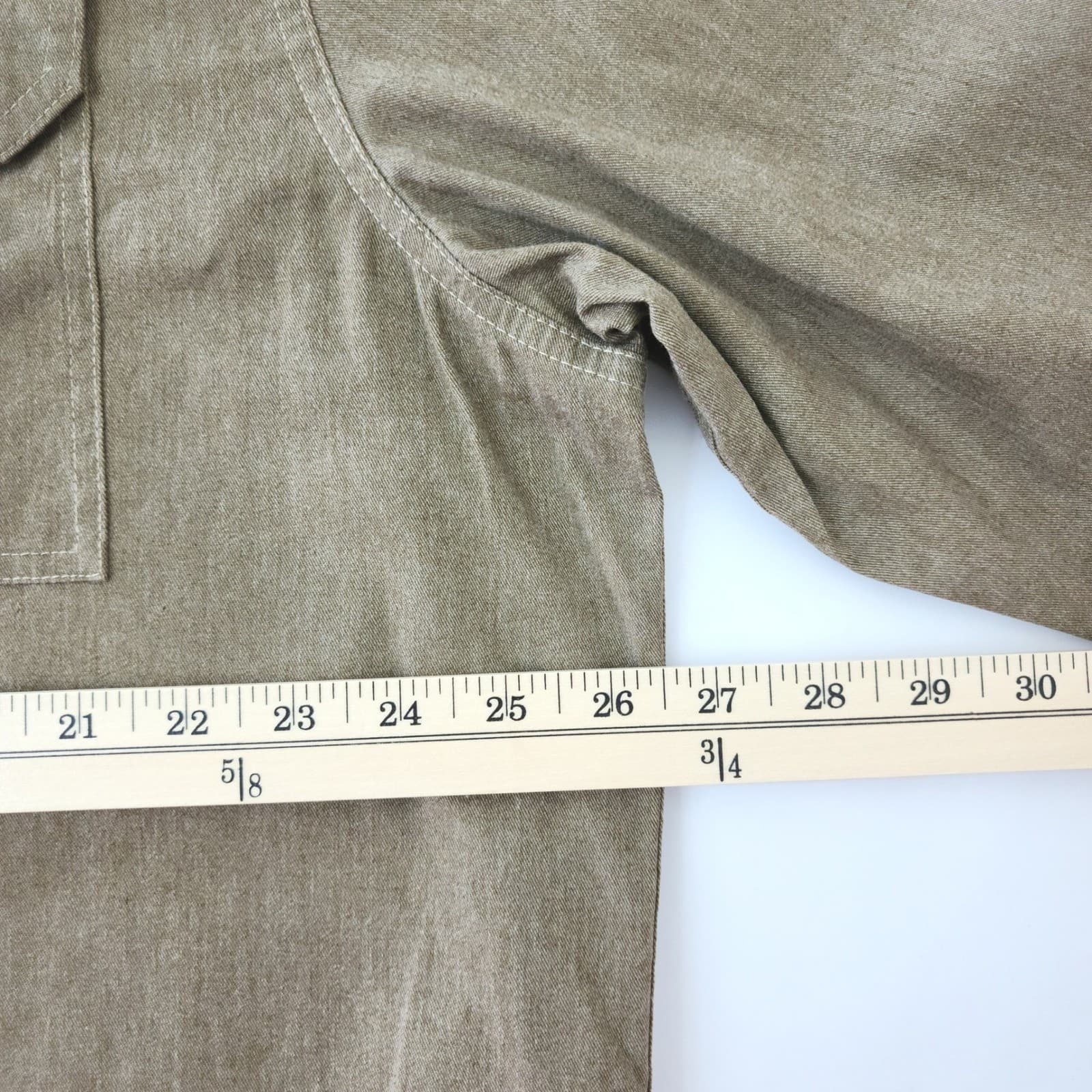 Wrangler Mens XL Long Sleeve Button Down Work Shirt Olive Brown Utility Twill - Thumbnail 3