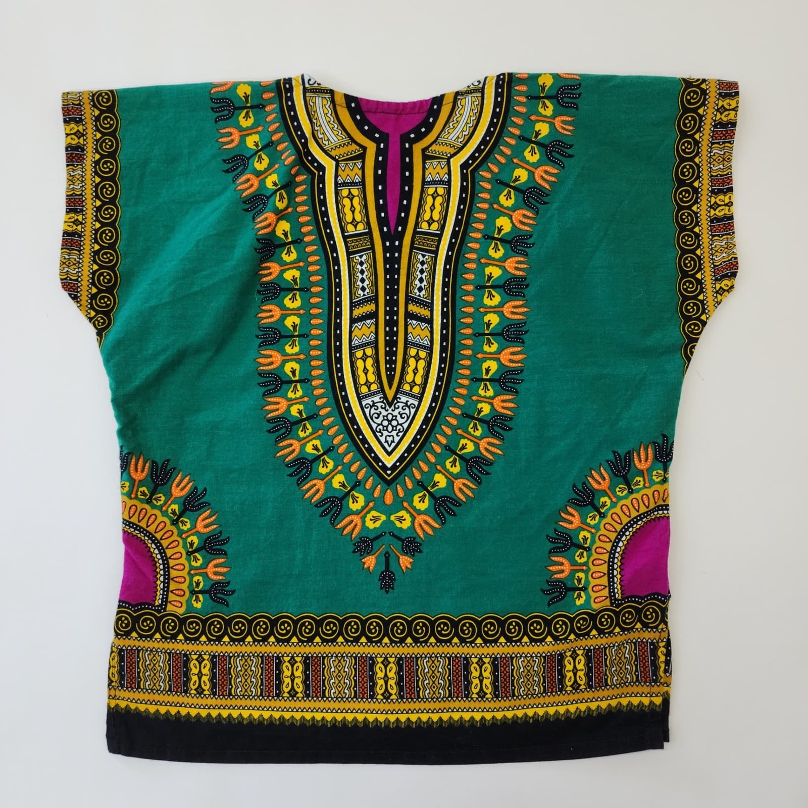 Unisex Green Dashiki 2 Piece Set V-Neck Top and Shorts African Print Tribal S/M - Thumbnail 7