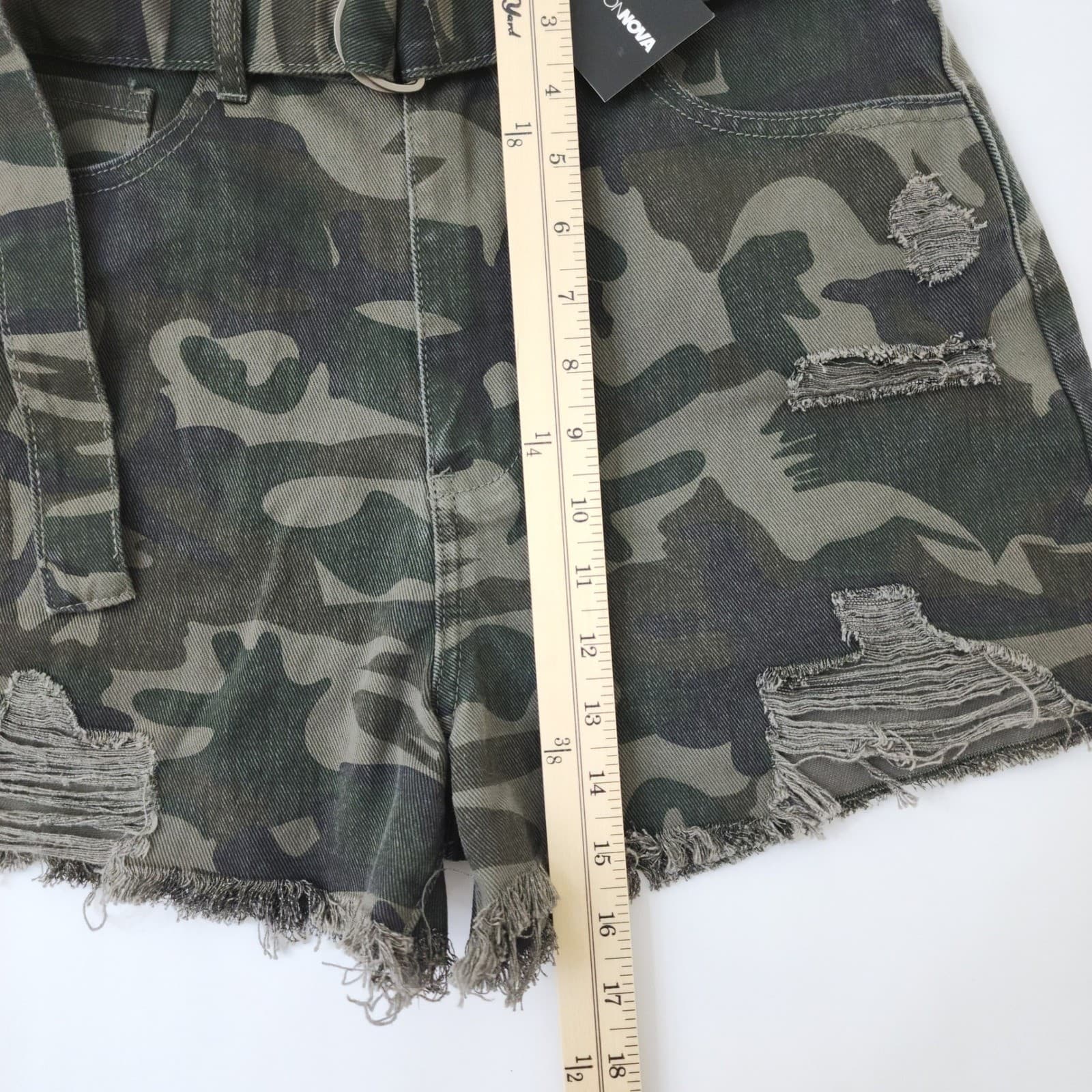 Fashion Nova Cant Find A Reason Camo Denim Shorts Waist Distressed 9 - Thumbnail 2