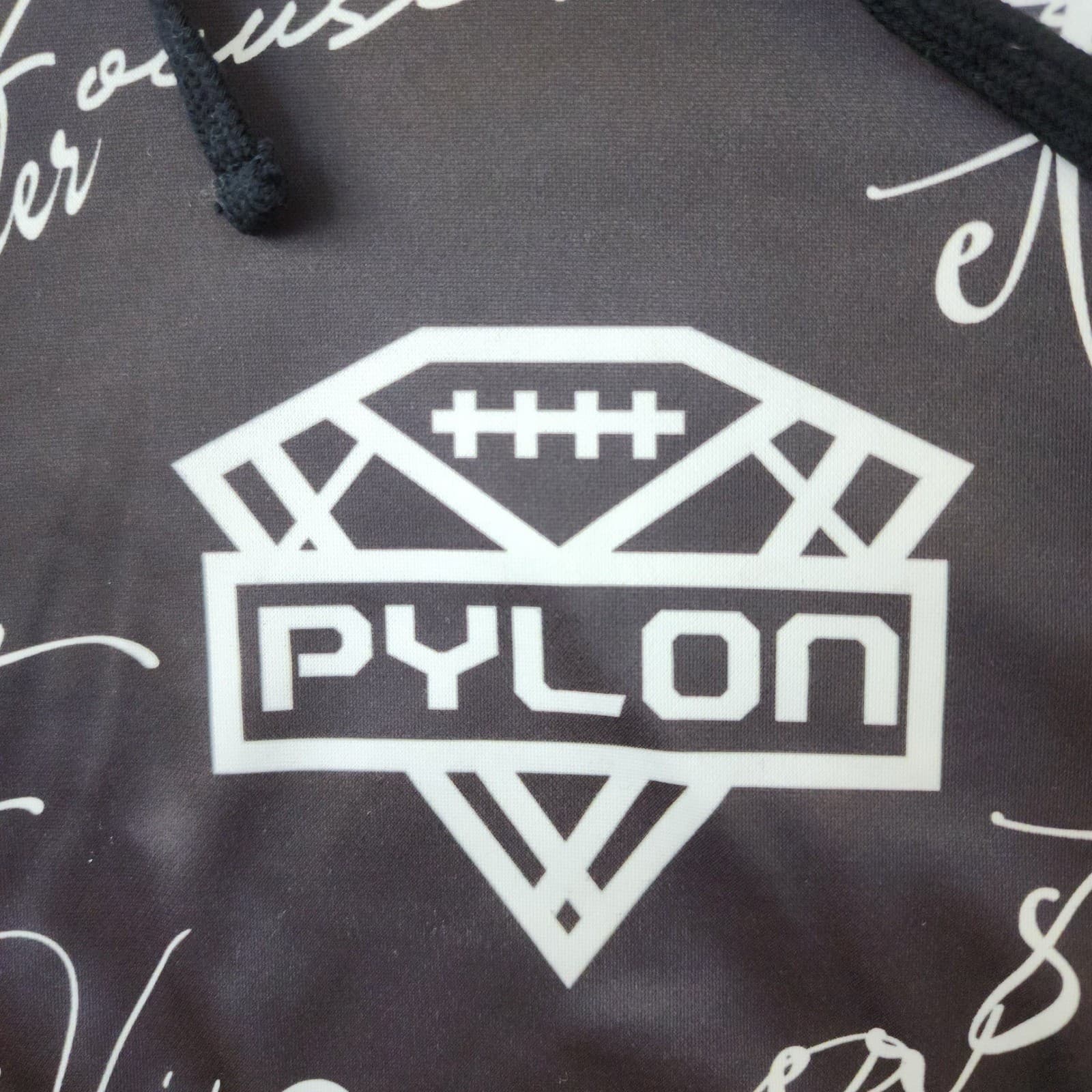 Pylon Football Men's All Over Print Motivational Script Hoodie Black White Large - Thumbnail 6