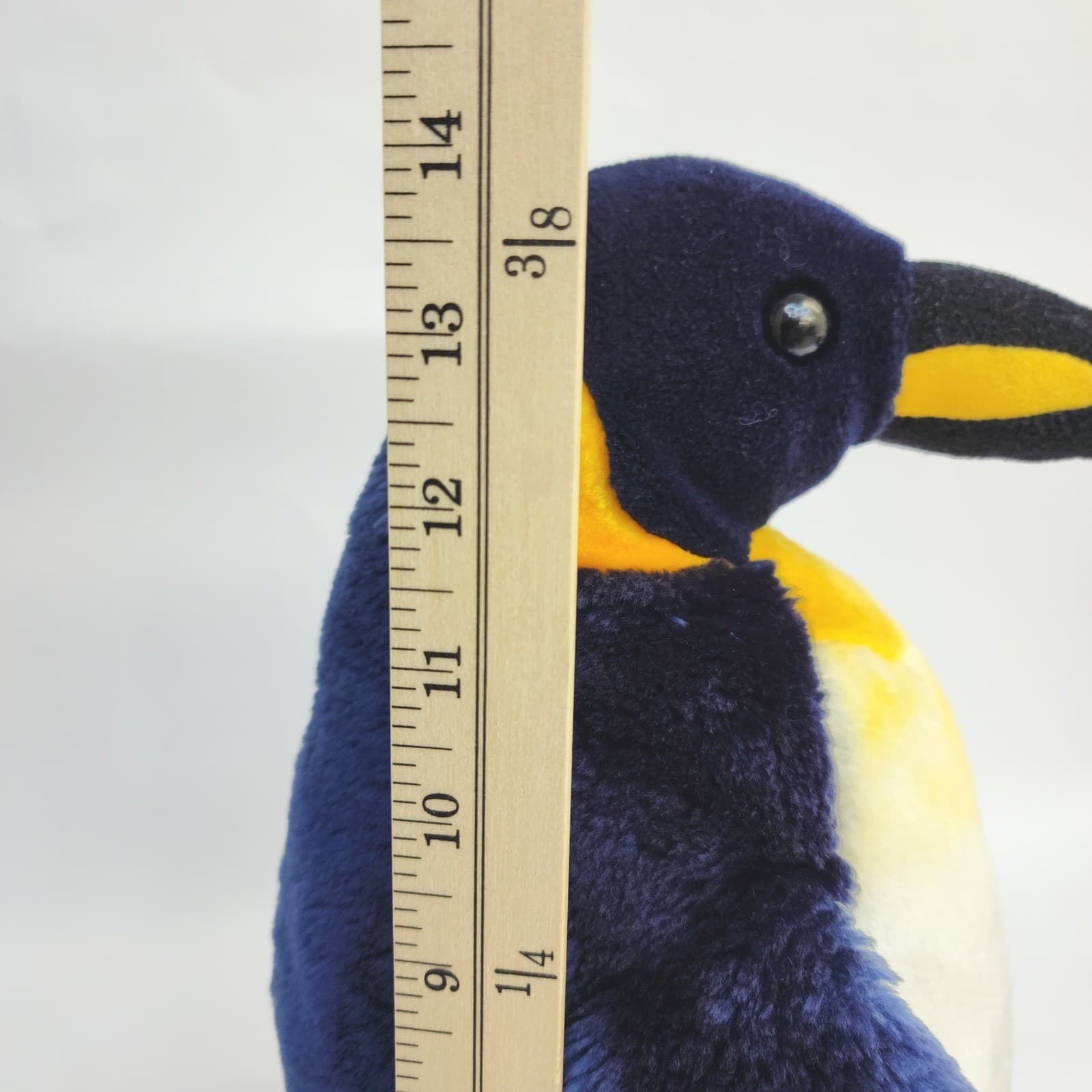 King Penguin Plush Stuffed Animal Navy Blue Yellow White 14 Inch Aquatic Toy - Thumbnail 5