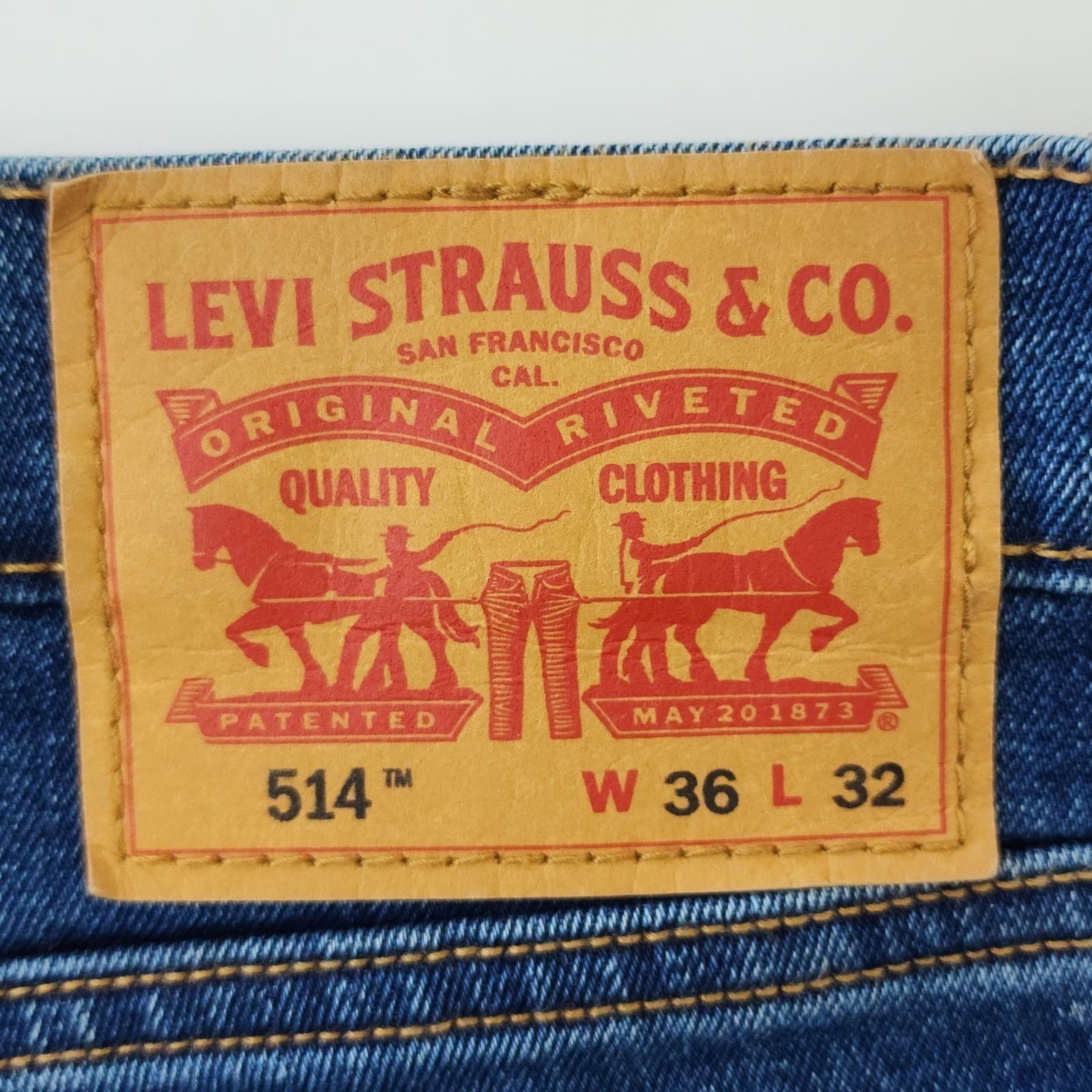 Levis 514 Straight Fit Jeans Mens 36x32 Blue Denim 00514-1123 Indigo Pants - Thumbnail 5