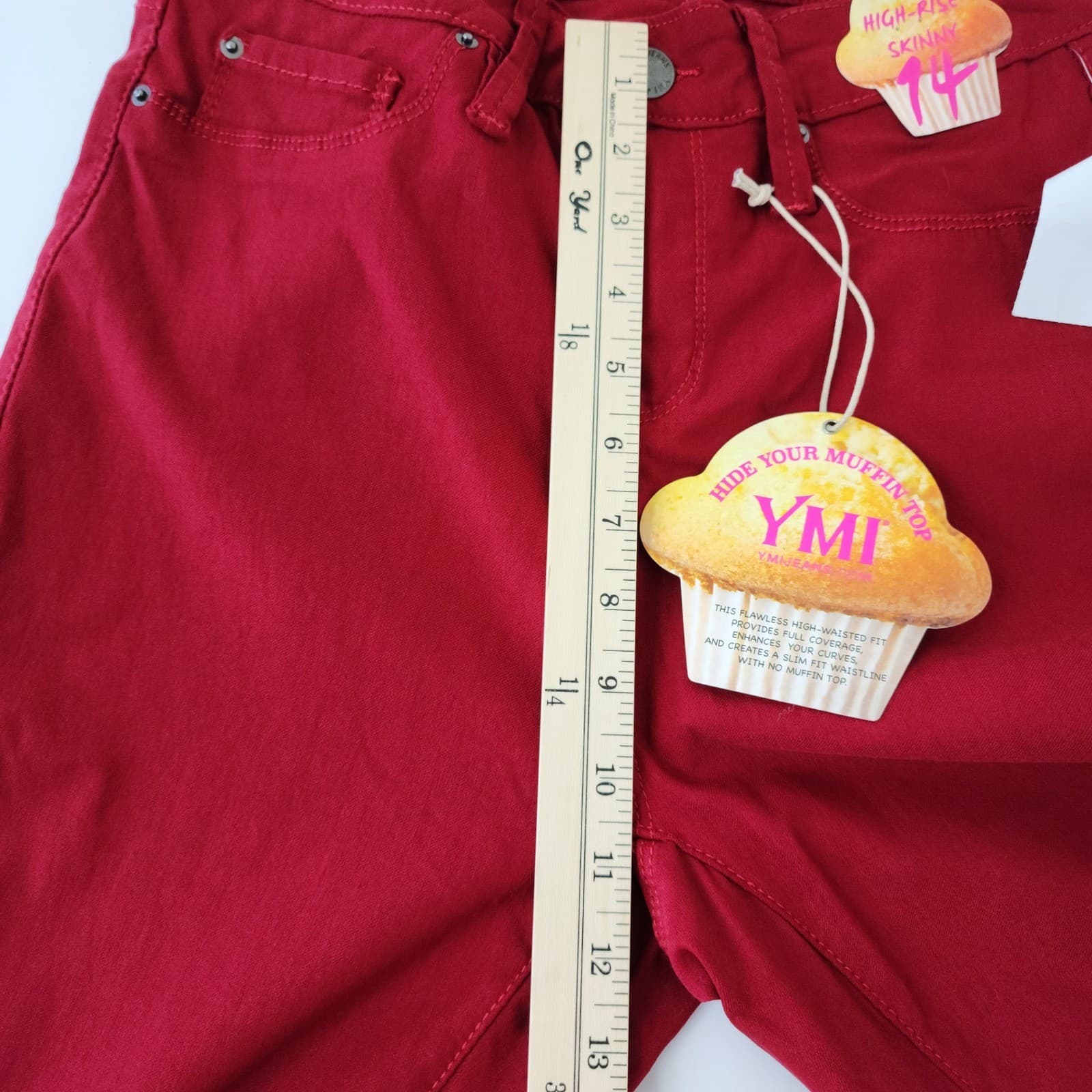 YMI High Rise Skinny Jeans Red Size 14 Hide Your Muffin Top Slim Fit Pants - Thumbnail 2