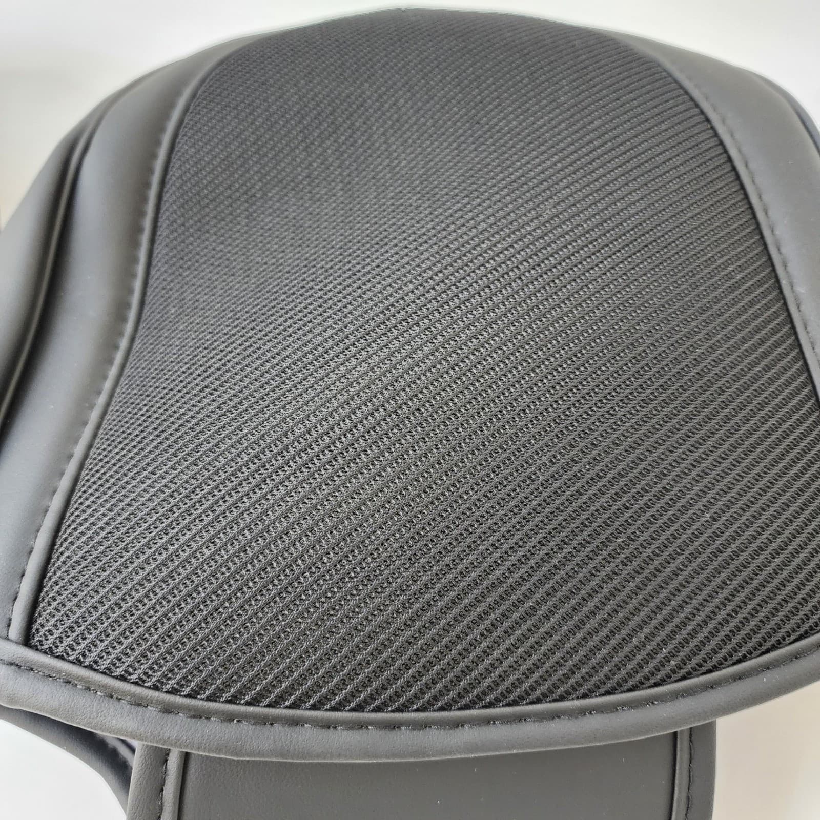 Universal Black Synthetic Leather and Mesh Car Seat Headrest Covers Set of 2 - Thumbnail 2