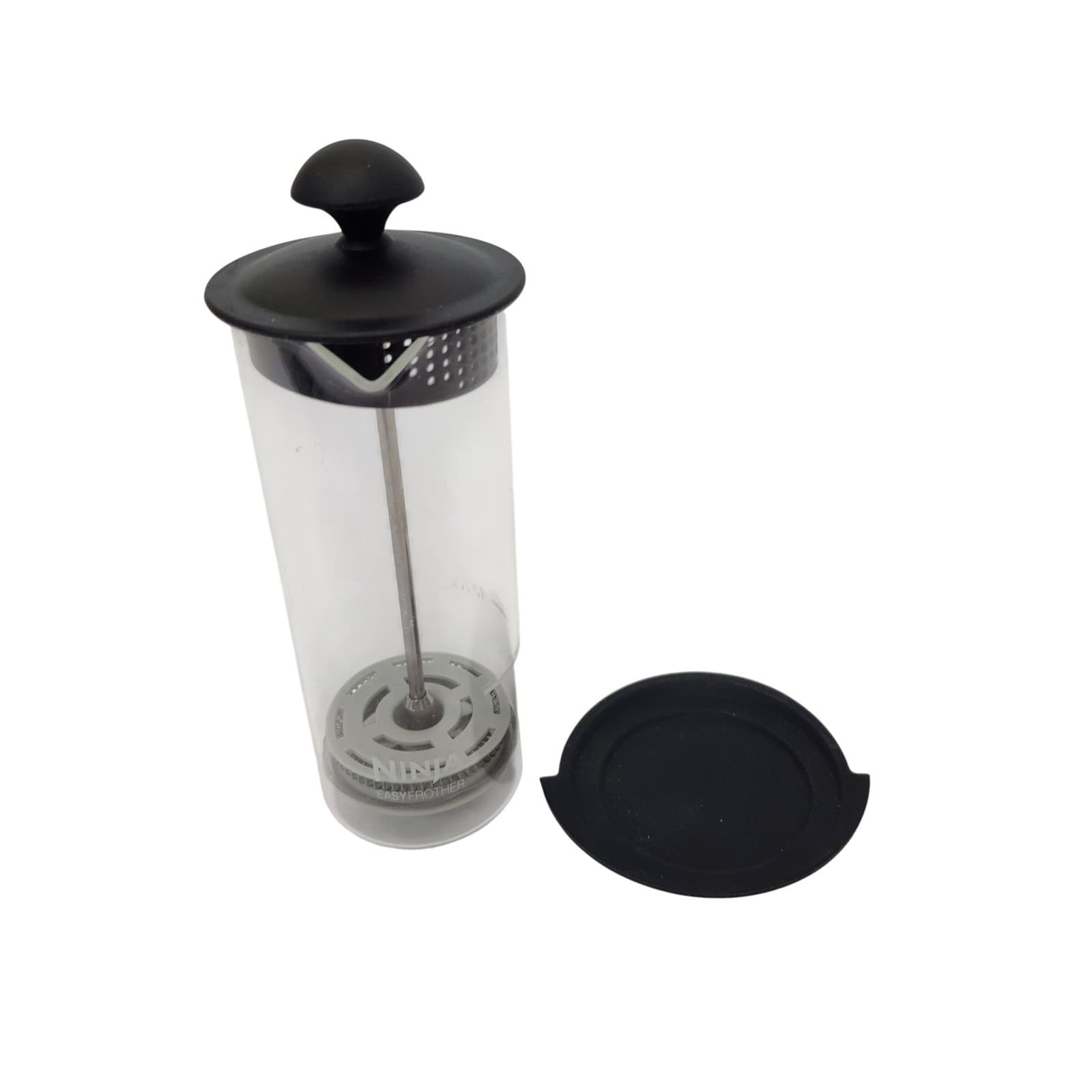 Ninja Easy Frother Manual Milk Frother Glass Carafe Black Lid and Base A132 - Thumbnail 2
