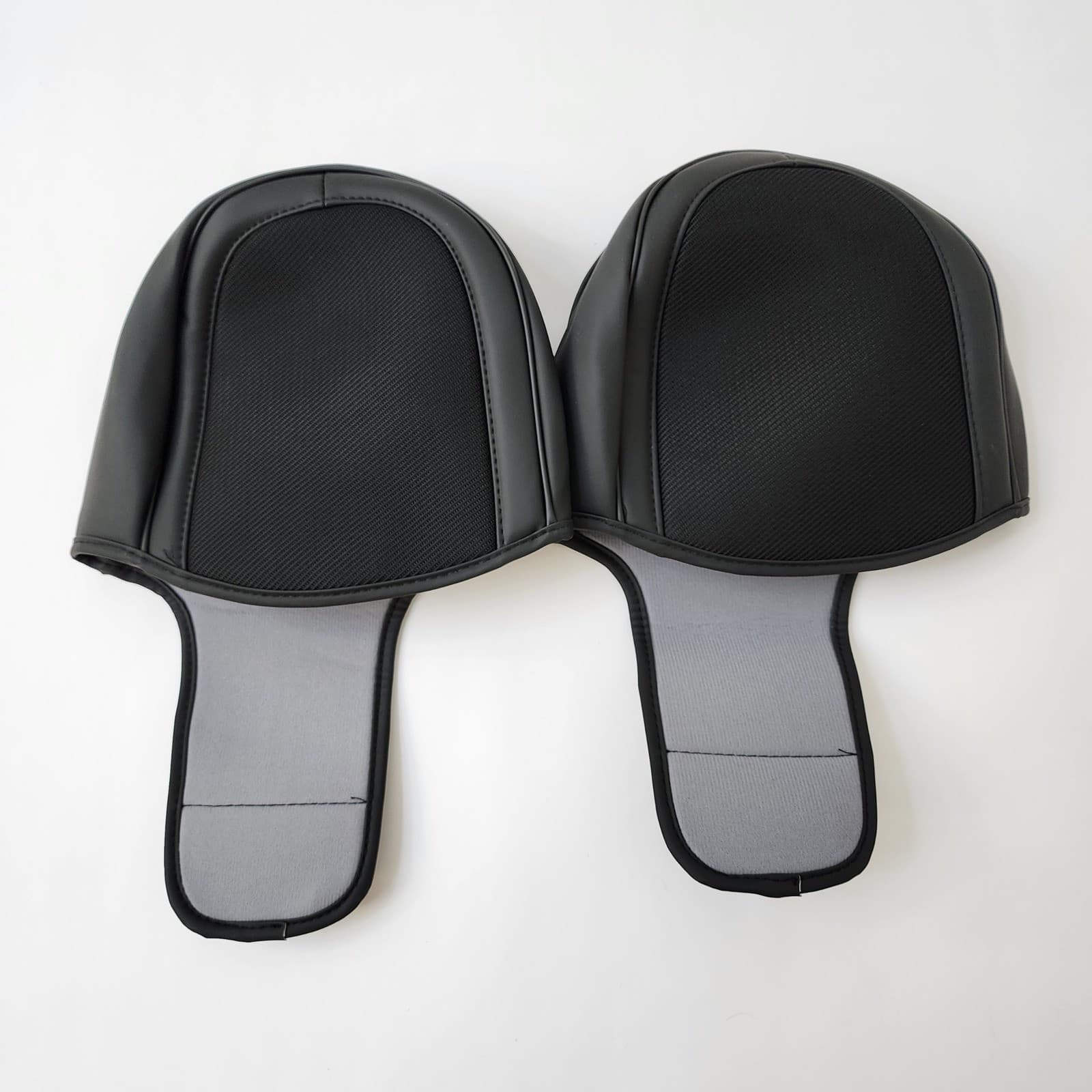 Universal Black Synthetic Leather and Mesh Car Seat Headrest Covers Set of 2 - Thumbnail 3