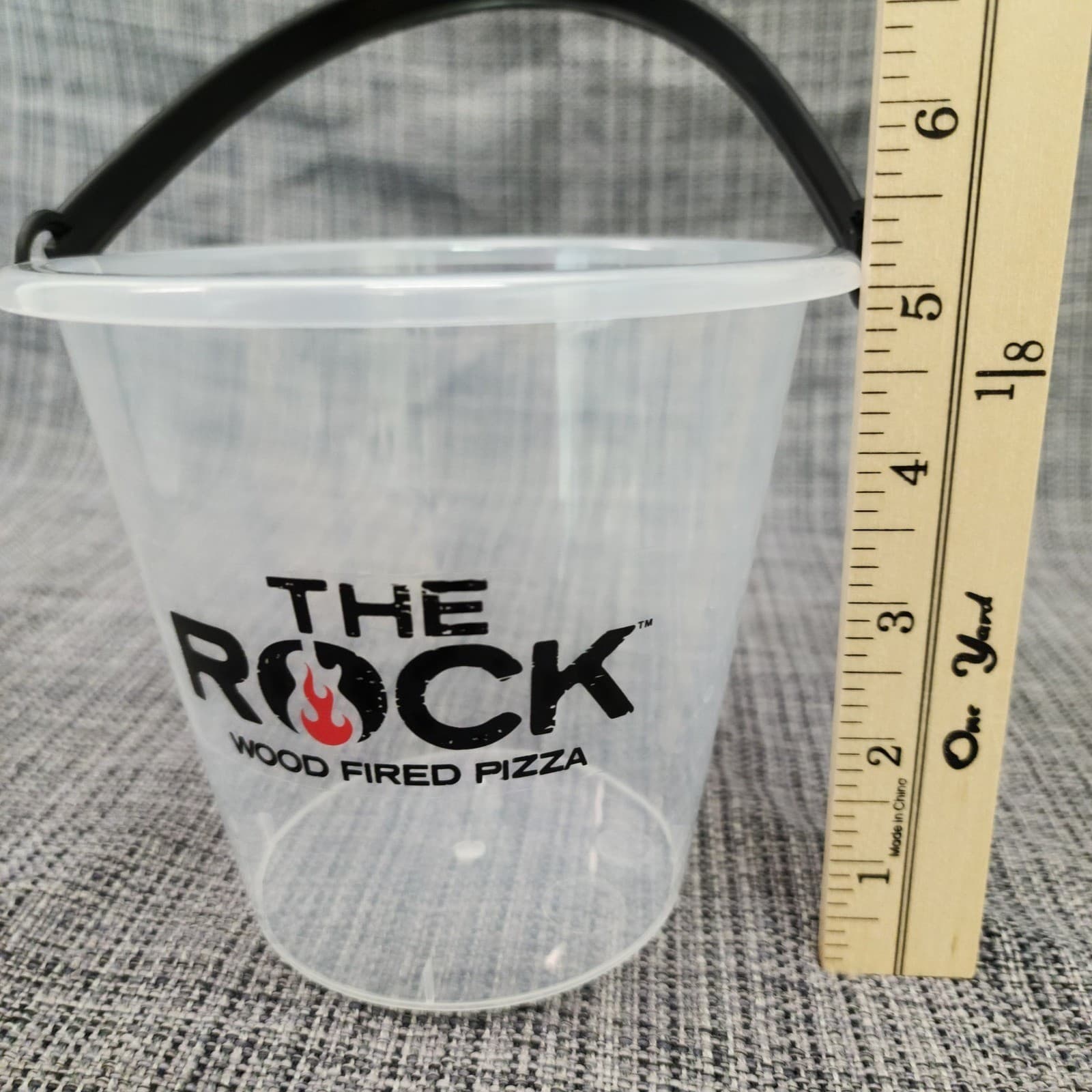 The Rock Wood Fired Pizza Souvenir Drink Buckets Set of 2 Clear Plastic Black - Thumbnail 3
