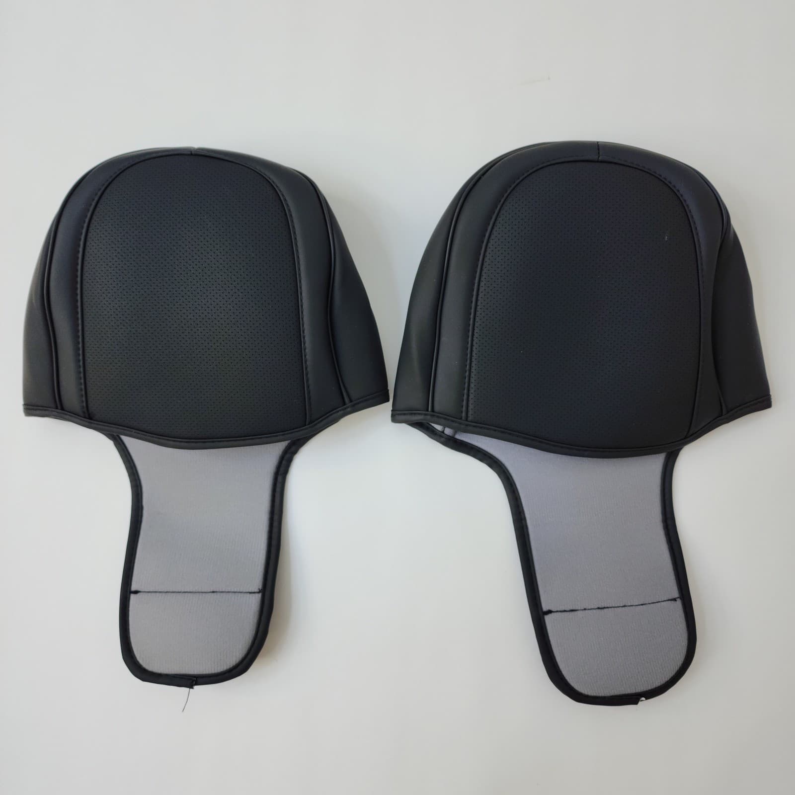 Universal Black Faux Leather Perforated Car Headrest Covers Set of 2 Protective - Thumbnail 2