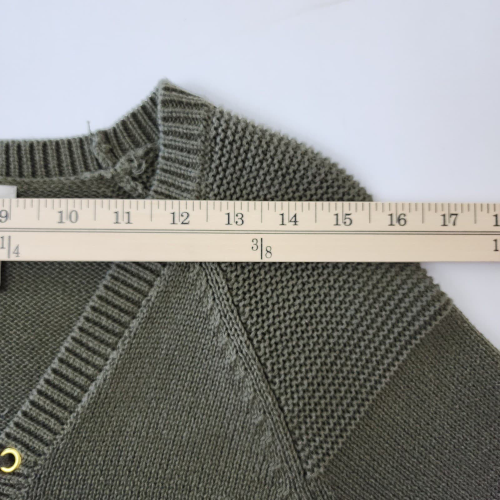 Chicos Olive Green Lace Up Front Knit Tunic Sweater Gold Grommets Size 0 S - Thumbnail 4