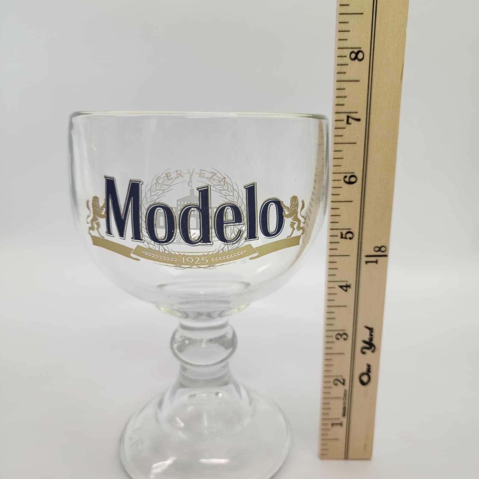 VTG Modelo Especial Cerveza 1925 Beer Schooner Glass Goblet 18oz Heavy Base - Thumbnail 4
