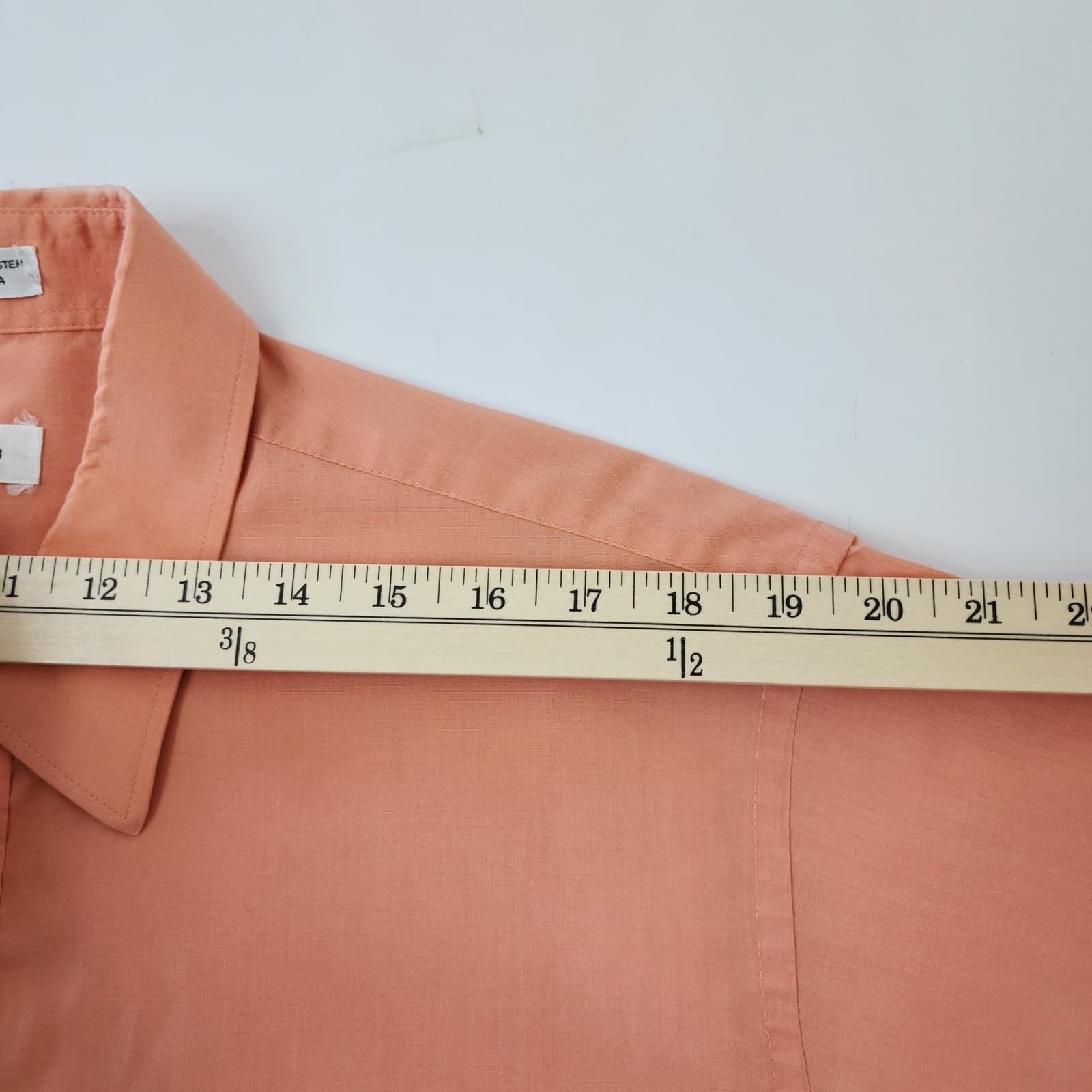 Pierre Cardin Mens Peach Short Sleeve Button Down Dress Shirt Size 17 34/35 - Thumbnail 4
