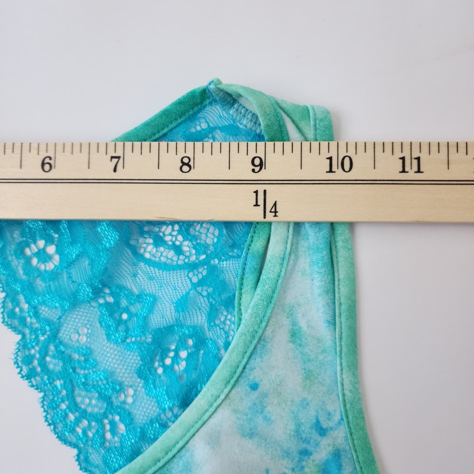 Secret Treasures Womens Blue Green Tie Dye Lace Back Chemise Nightgown Small 4-6 - Thumbnail 4