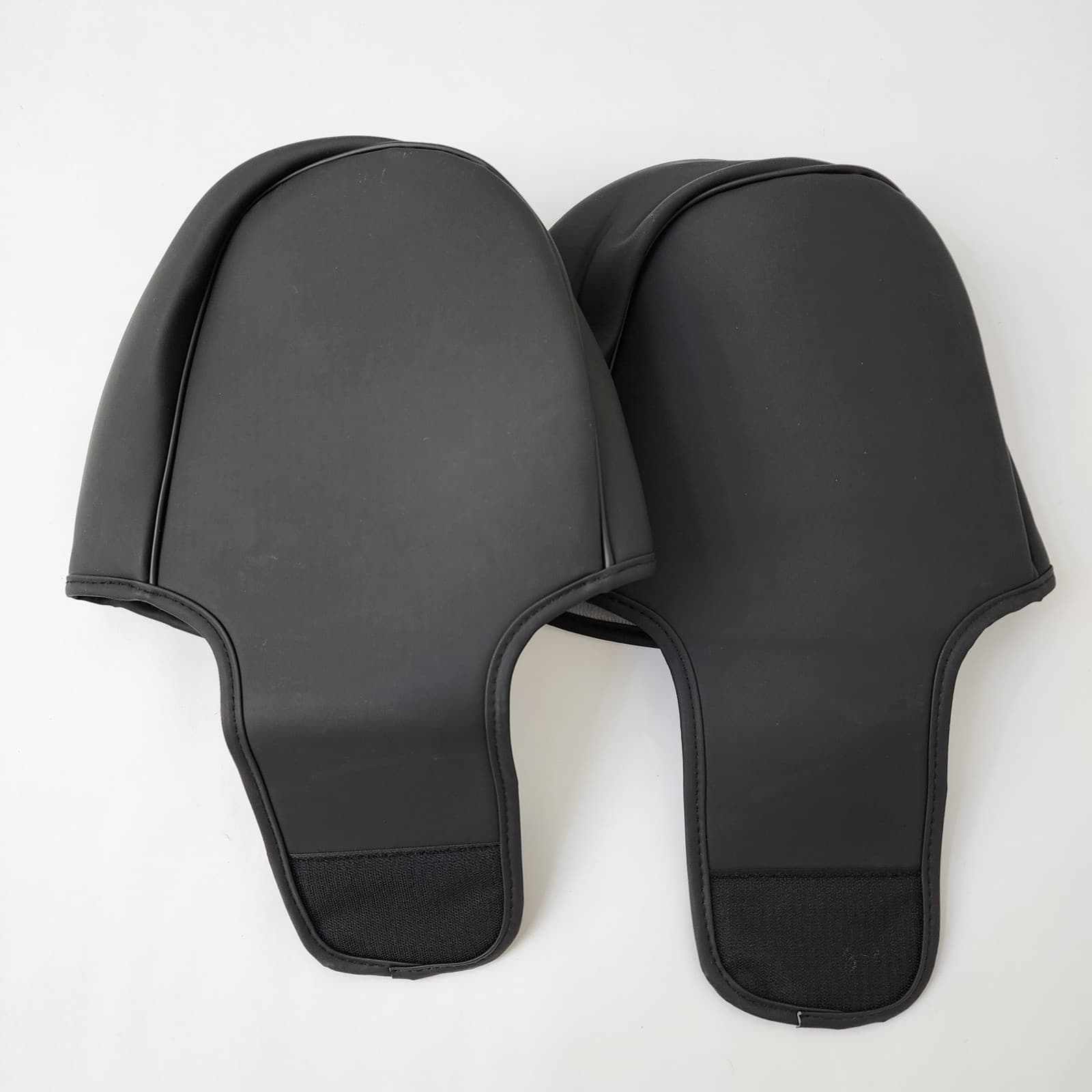 Universal Black Synthetic Leather and Mesh Car Seat Headrest Covers Set of 2 - Thumbnail 4