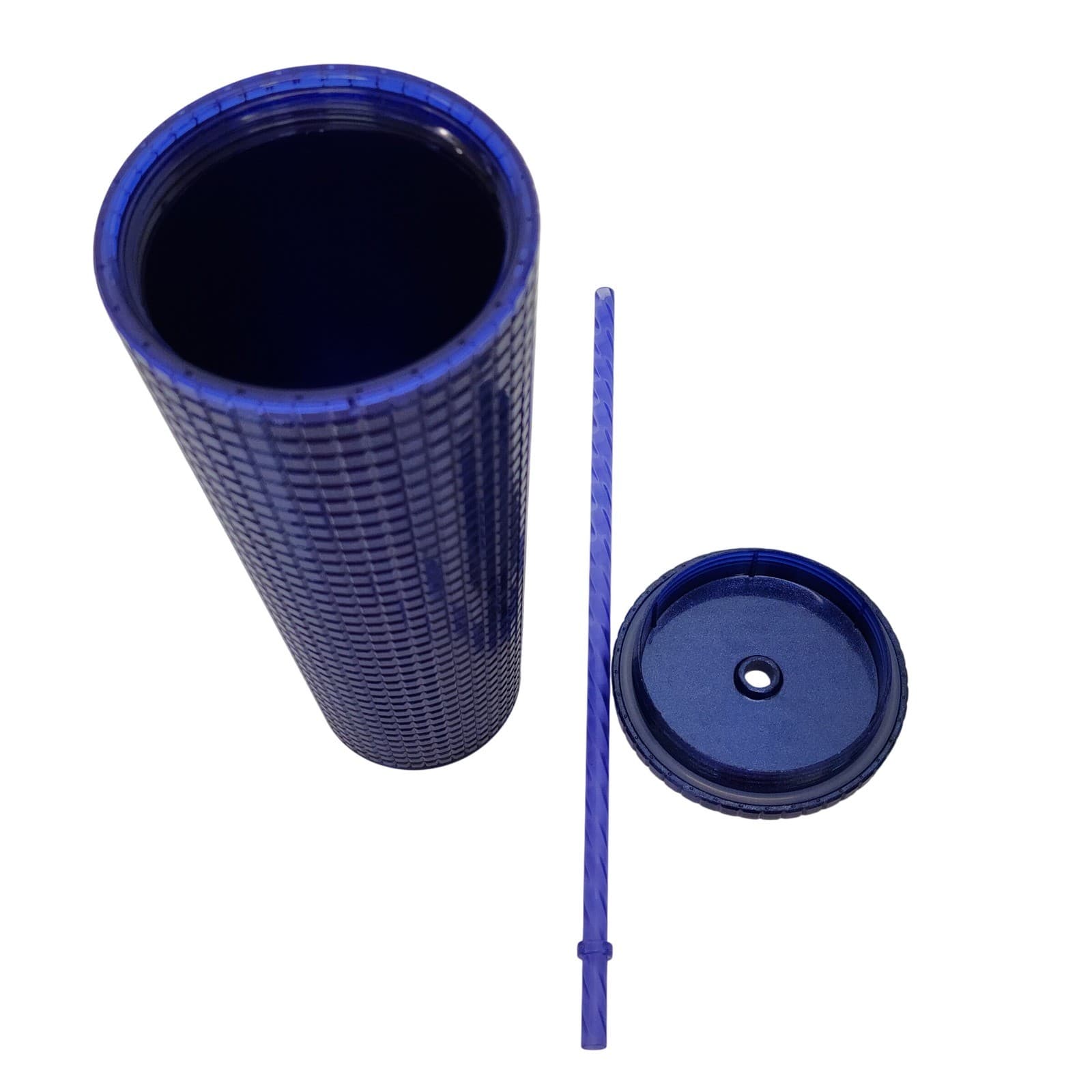 Starbucks 2022 Blue Grid Textured 24oz Venti Cold Cup Tumbler with Straw Glitter - Thumbnail 5