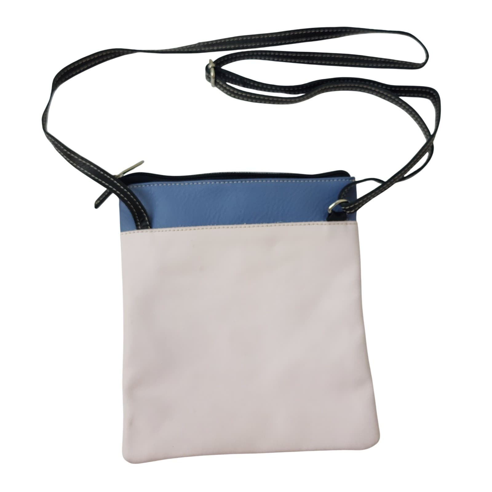 Firenze Acqua di Perla Italy Leather Colorblock Crossbody Bag Yellow Blue Beige - Thumbnail 6