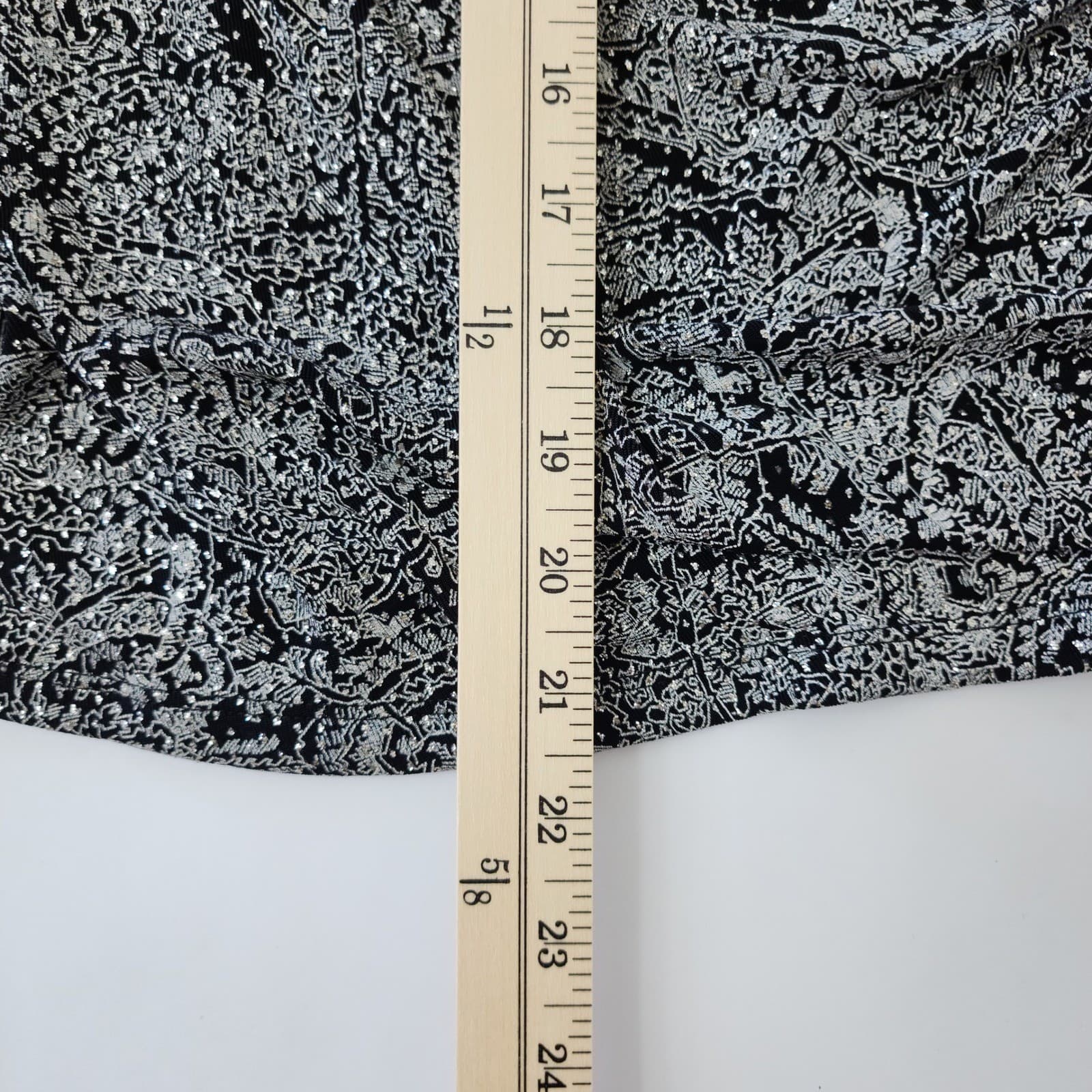 MSK Womens Large Silver Black Metallic Paisley Surplice V-Neck Wrap Top Blouse - Thumbnail 3