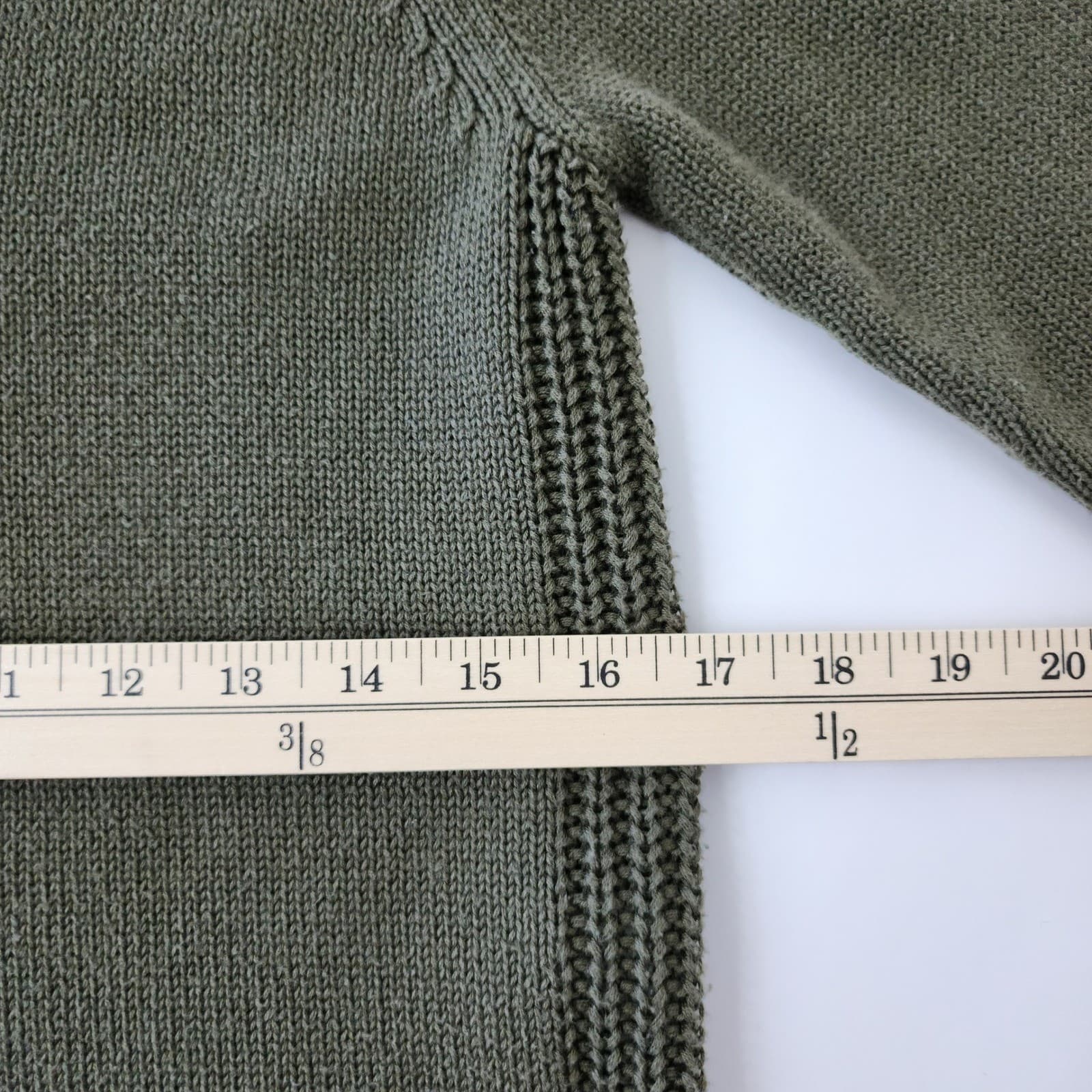 Chicos Olive Green Lace Up Front Knit Tunic Sweater Gold Grommets Size 0 S - Thumbnail 3