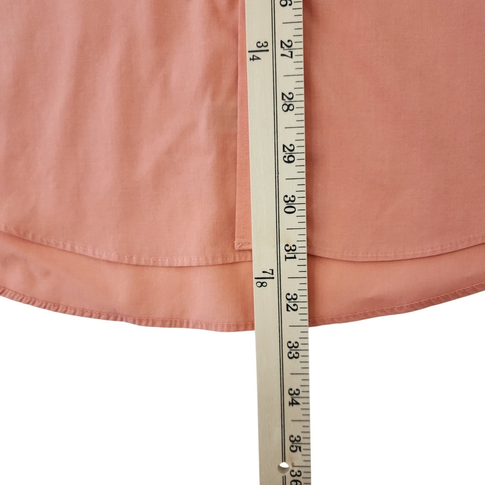 Pierre Cardin Mens Peach Short Sleeve Button Down Dress Shirt Size 17 34/35 - Thumbnail 2