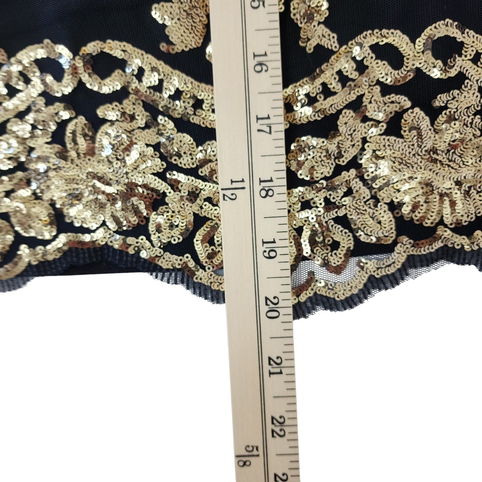About A Girl Womens XL Navy Blue Gold Sequin Floral Mesh Camisole Tank Top XL - Thumbnail 2