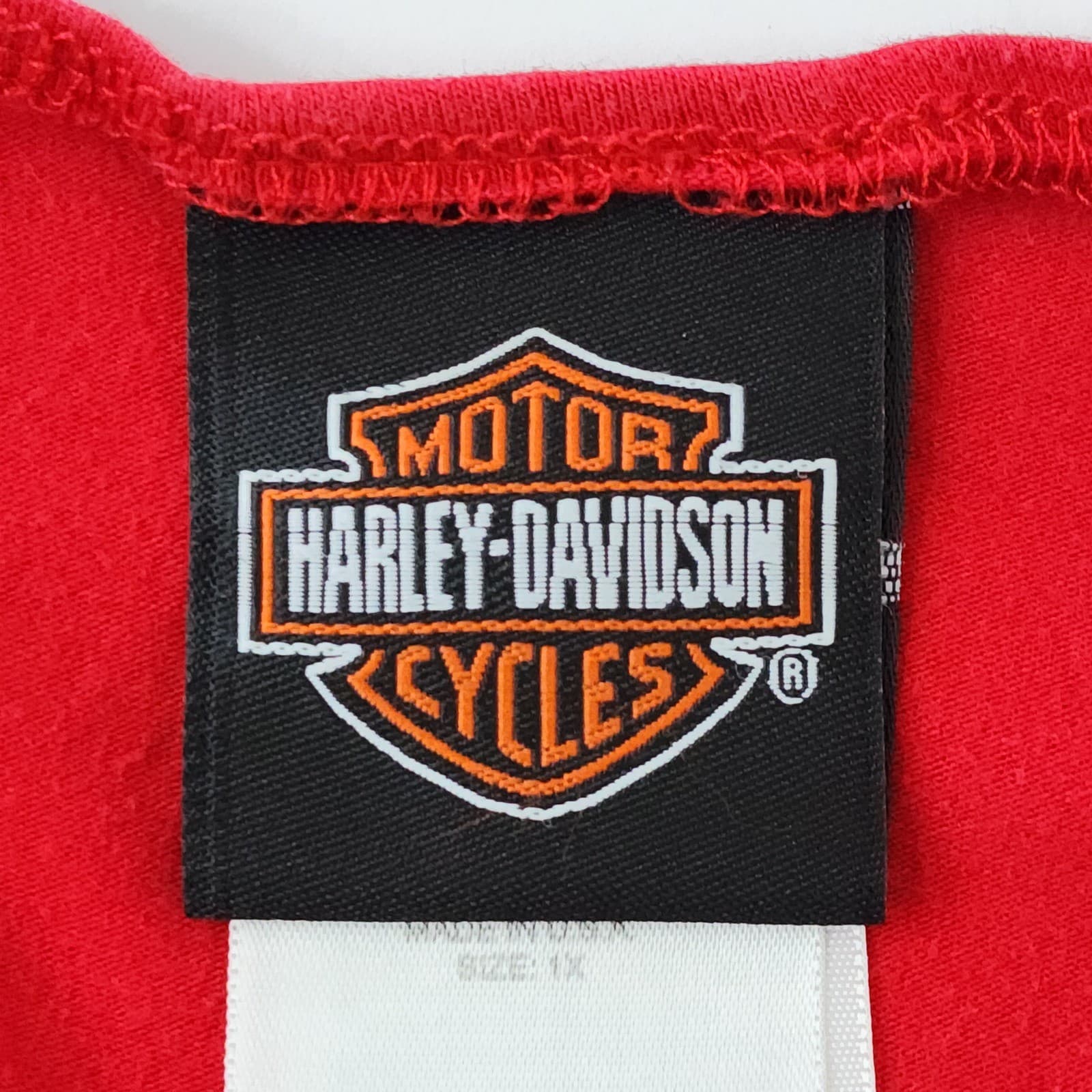 Harley Davidson Womens Red Eagle Graphic T-Shirt Cutout Neck 1X Owens Yakima WA - Thumbnail 6