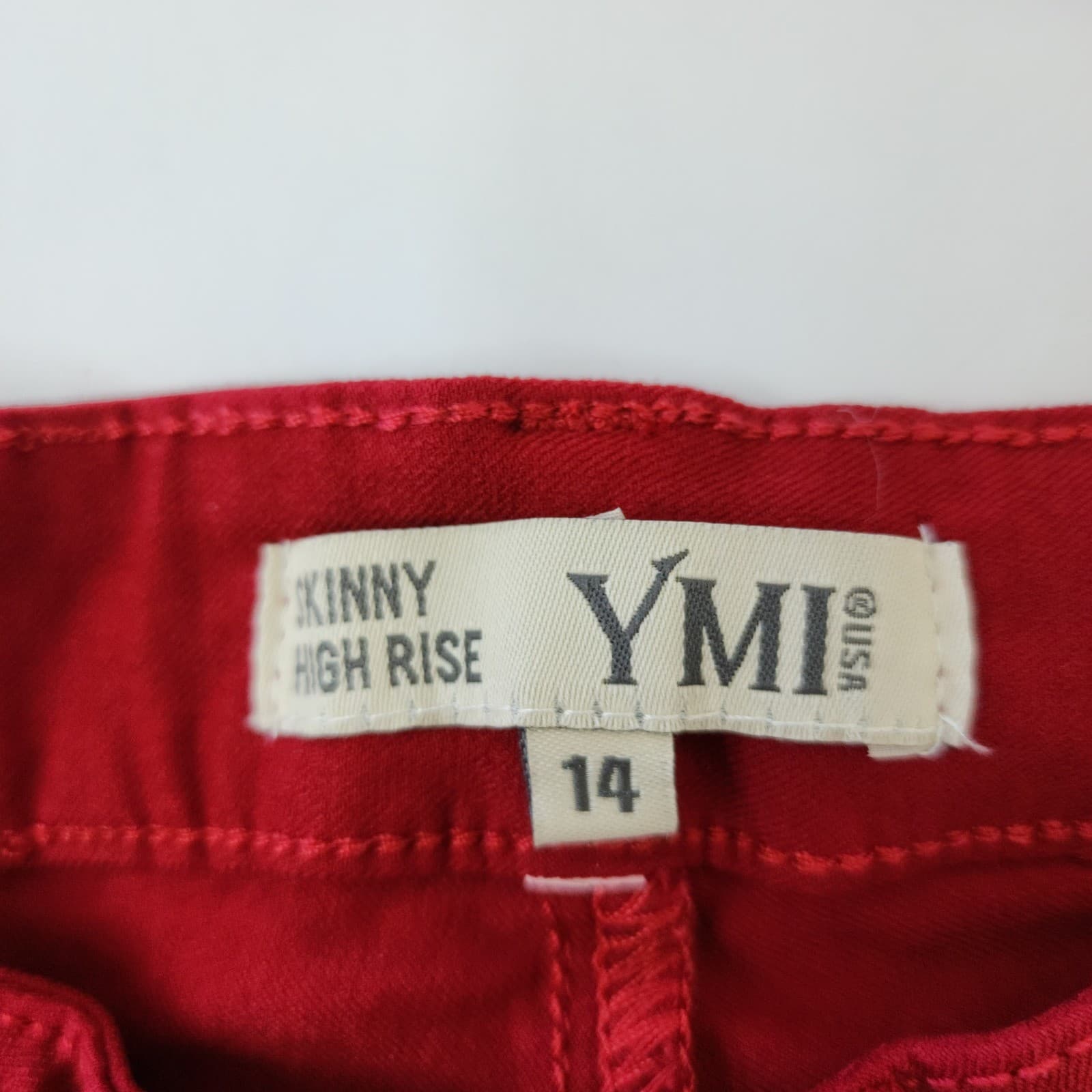YMI High Rise Skinny Jeans Red Size 14 Hide Your Muffin Top Slim Fit Pants - Thumbnail 7