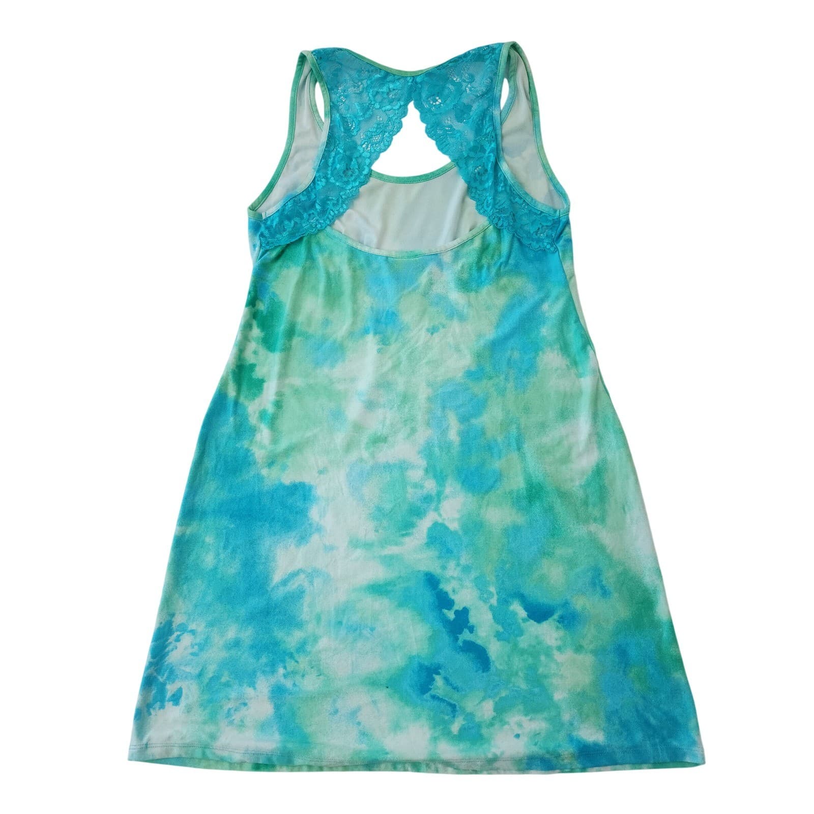 Secret Treasures Womens Blue Green Tie Dye Lace Back Chemise Nightgown Small 4-6 - Thumbnail 6