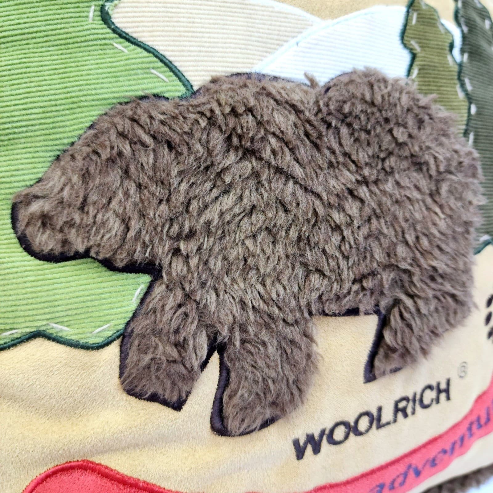 Woolrich Big Bear Campground Outdoor Adventures Throw Pillow Faux Fur Trim 18x18 - Thumbnail 3