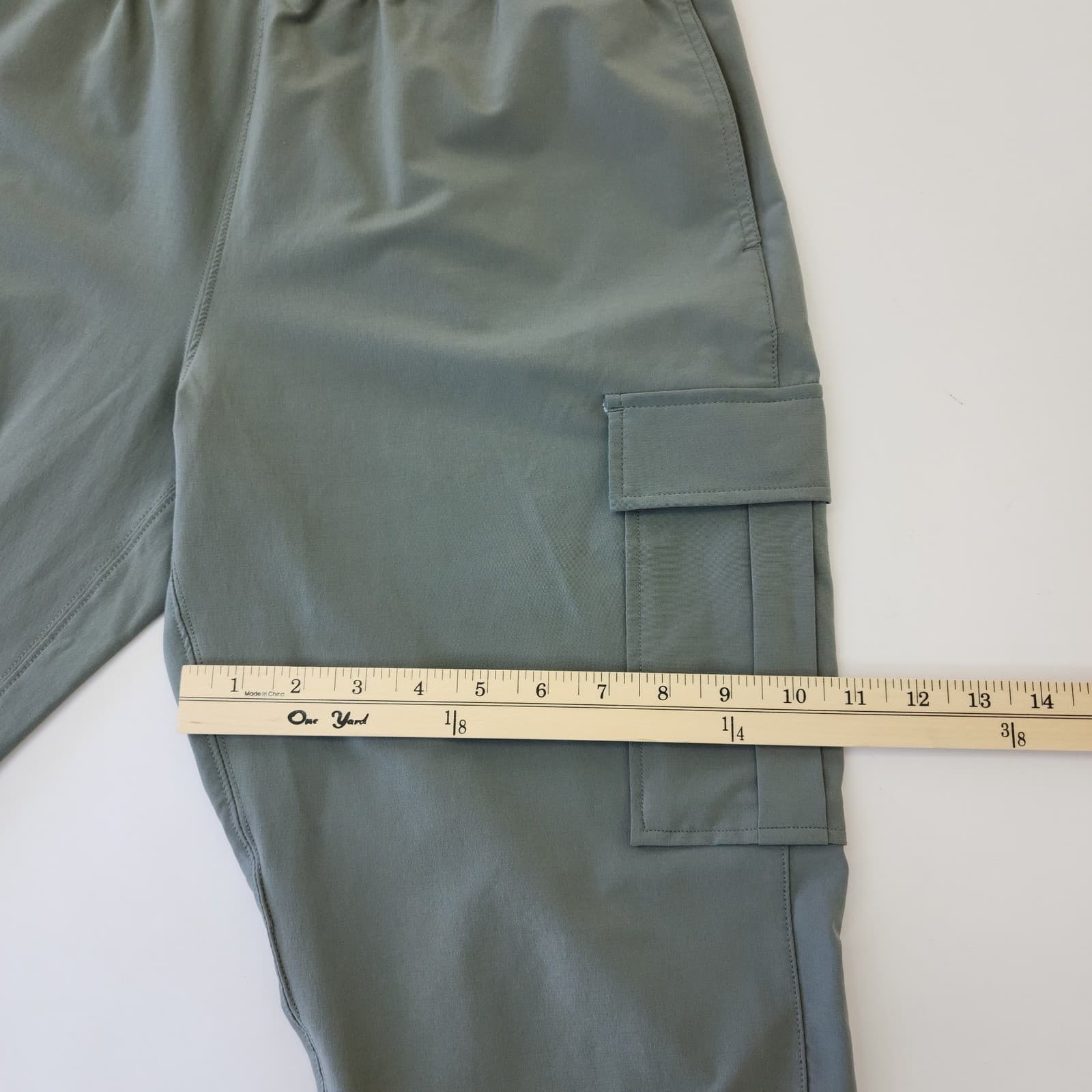 Sage Green Cargo Jogger Pants Elastic Waist Utility Hiking Trousers Men's M - Thumbnail 3