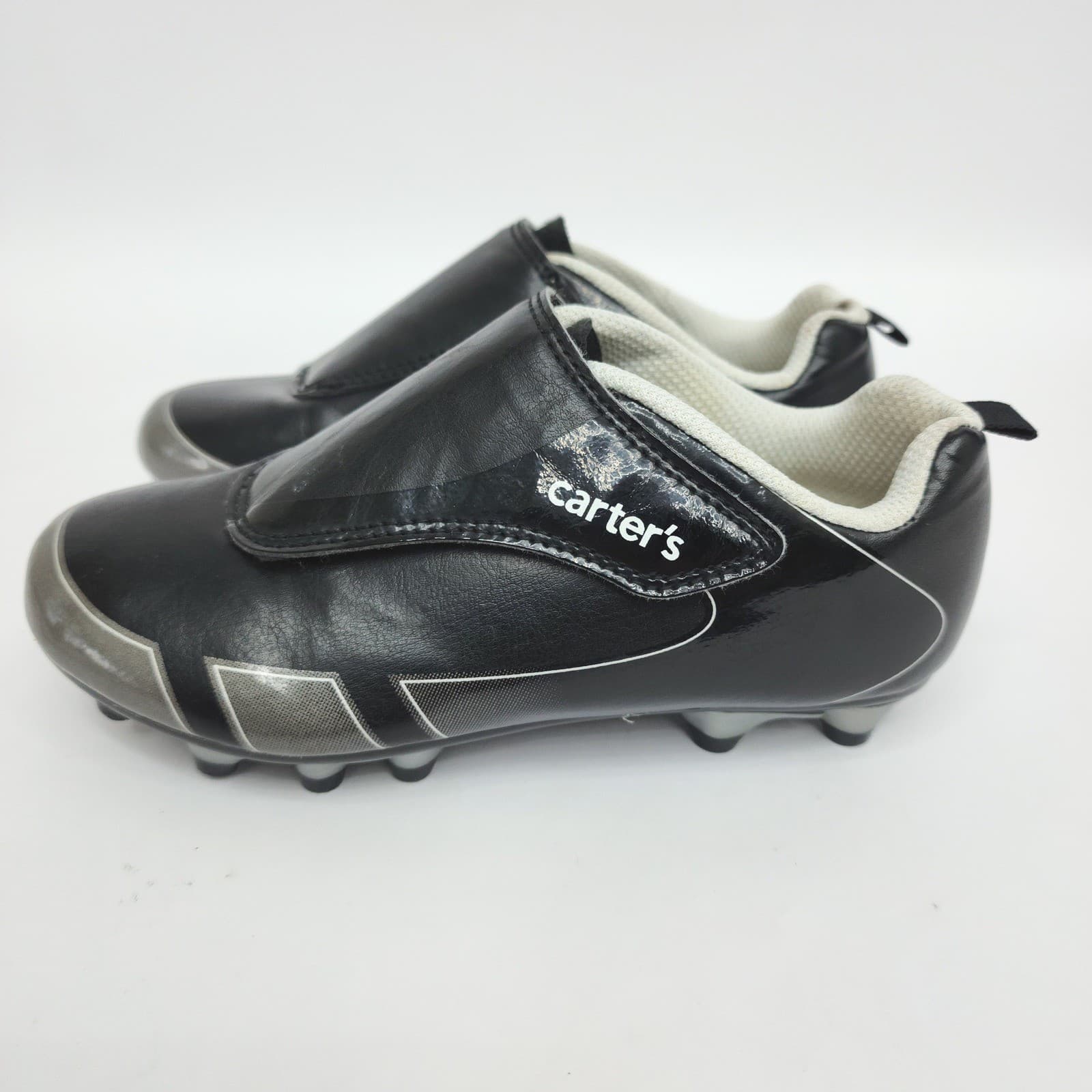Carters Youth Soccer Cleats Black Silver Hook Loop Strap Athletic Shoes Size 13M - Thumbnail 3