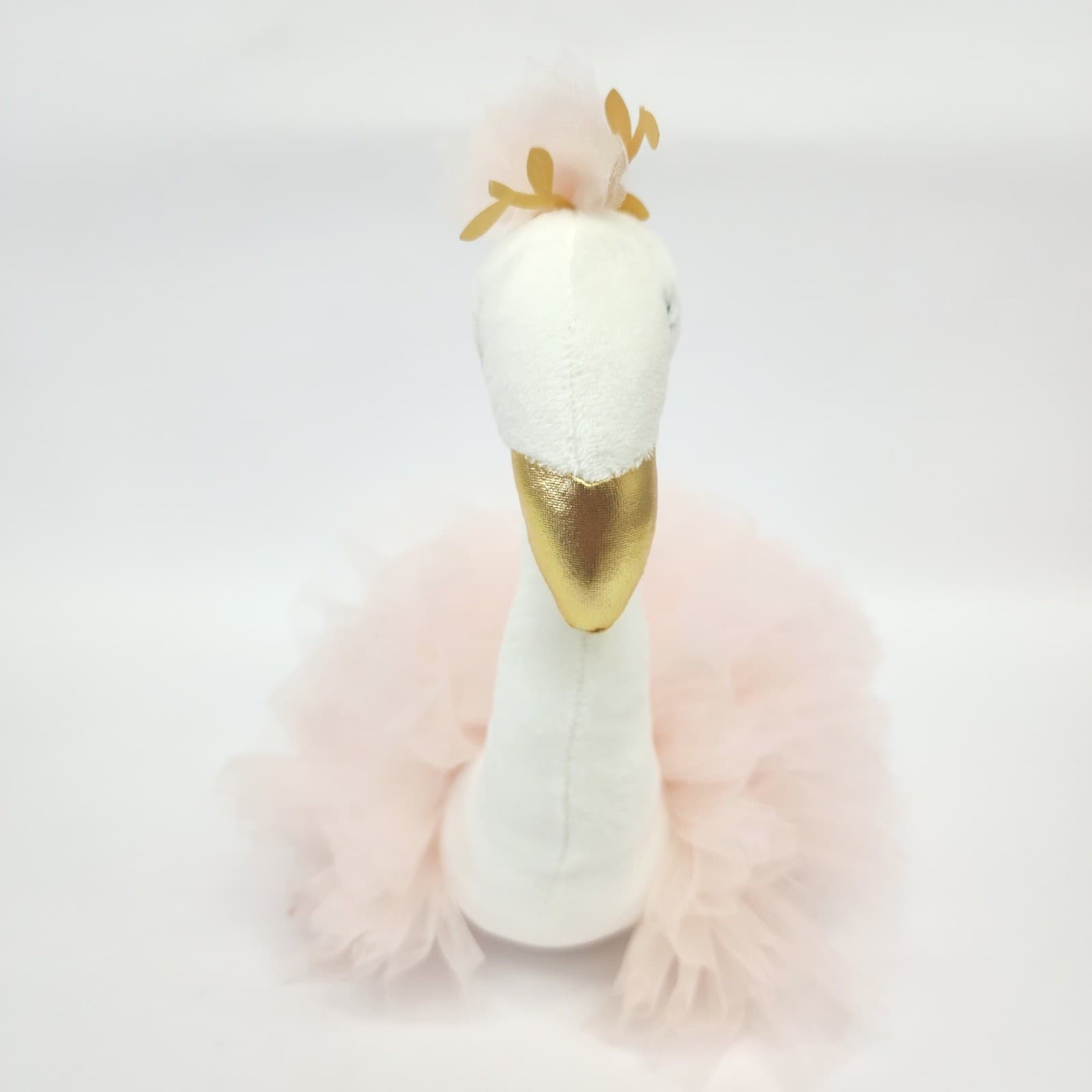 FAO Schwarz Swan Plush White Pink Tulle Tutu Gold Beak Crown Stuffed Animal Toy - Thumbnail 2