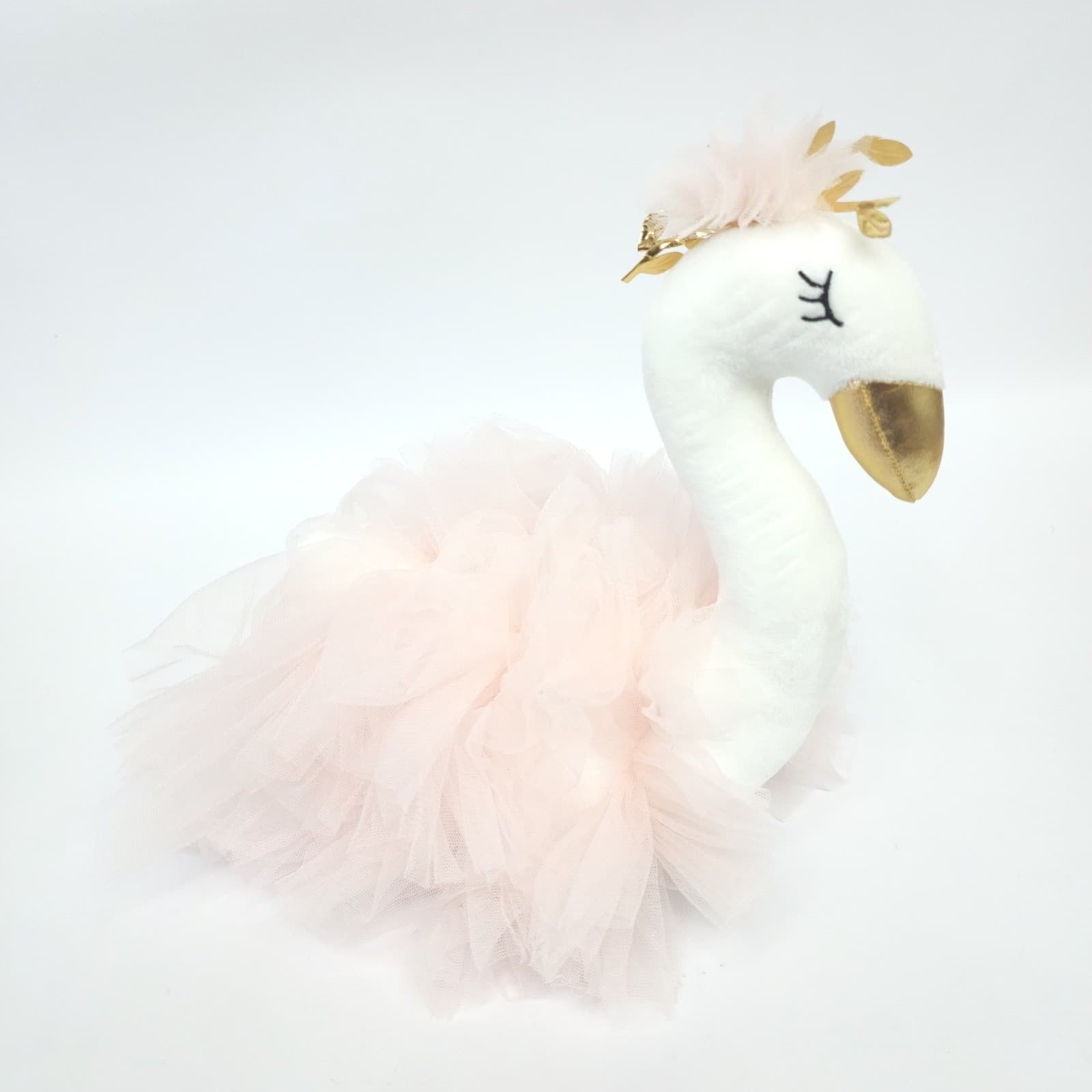 FAO Schwarz Swan Plush White Pink Tulle Tutu Gold Beak Crown Stuffed Animal Toy - Thumbnail 3