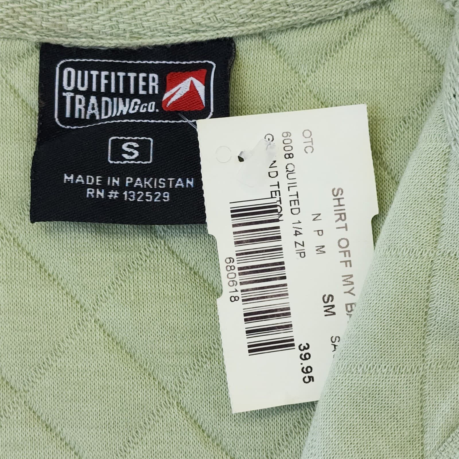 Outfitter Trading Co Grand Teton Quilted 1/4 Zip Pullover Sage Green Small NWT - Thumbnail 7