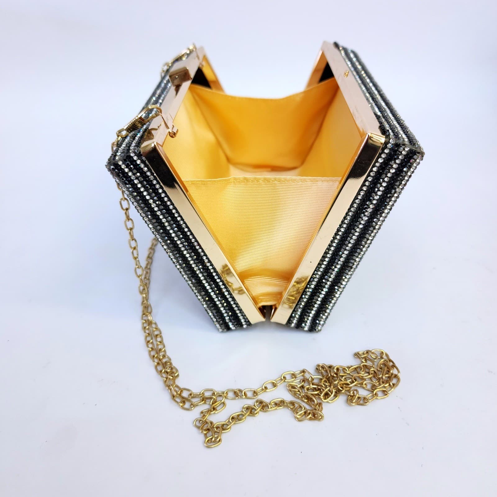 80s Rock Cassette Tape Rhinestone Box Clutch Bag Crystal Minaudiere Retro - Thumbnail 8