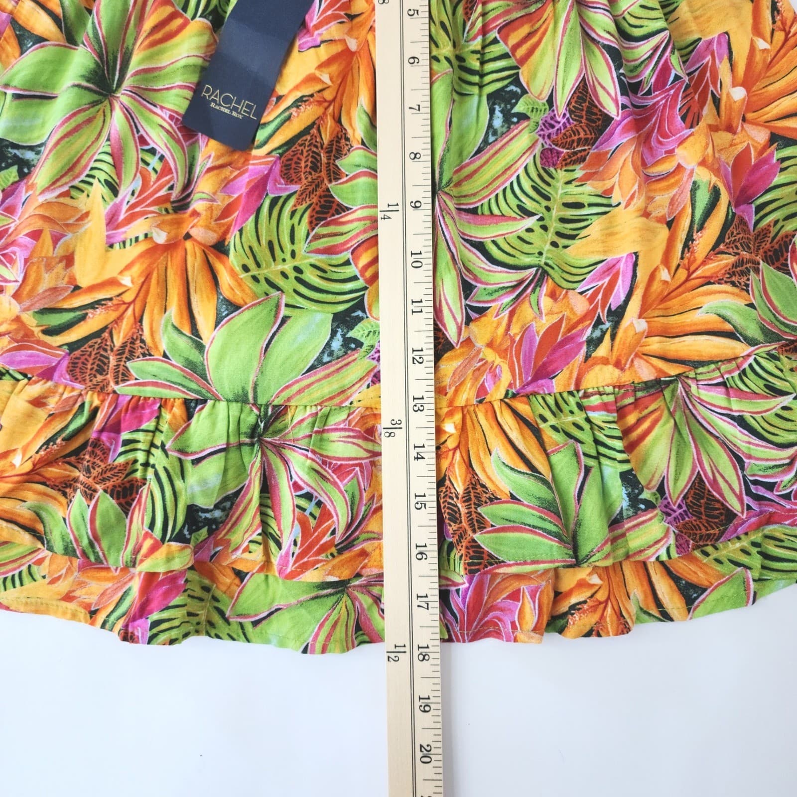 Rachel Roy Tropical Floral Ruffle Mini Skirt XS Orange Green New - Thumbnail 2
