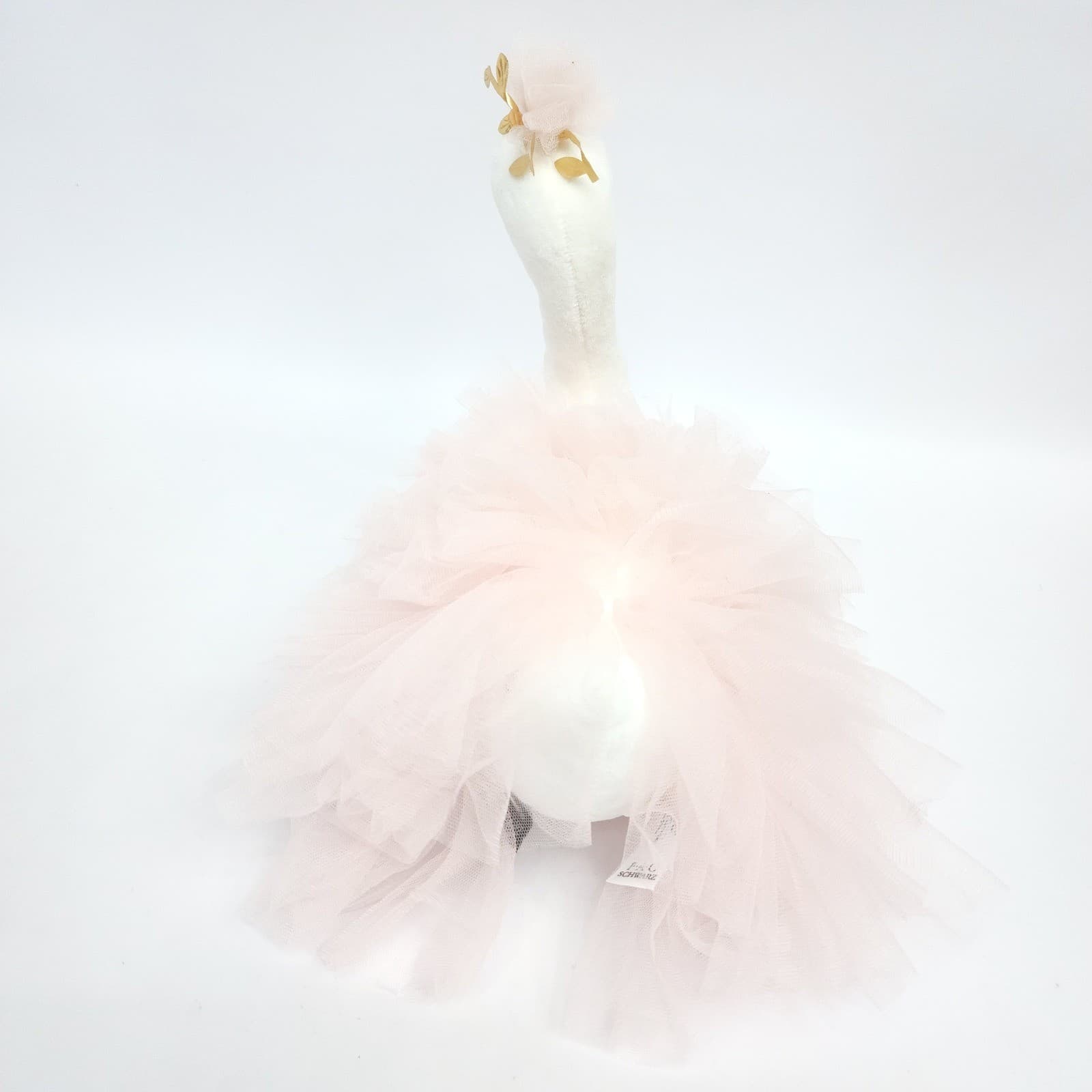 FAO Schwarz Swan Plush White Pink Tulle Tutu Gold Beak Crown Stuffed Animal Toy - Thumbnail 4