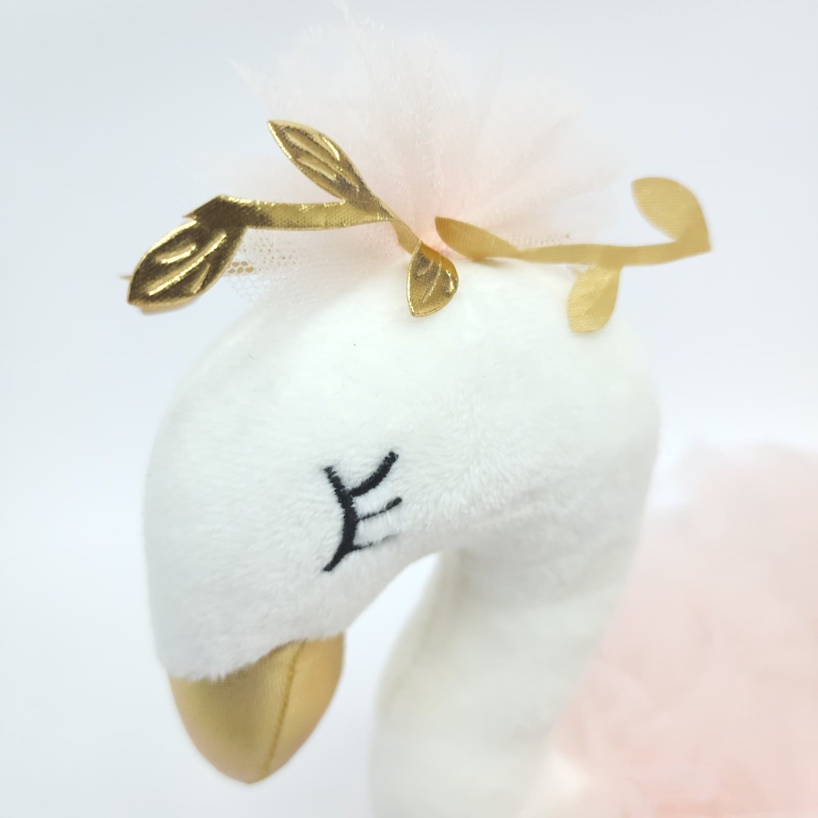 FAO Schwarz Swan Plush White Pink Tulle Tutu Gold Beak Crown Stuffed Animal Toy - Thumbnail 9